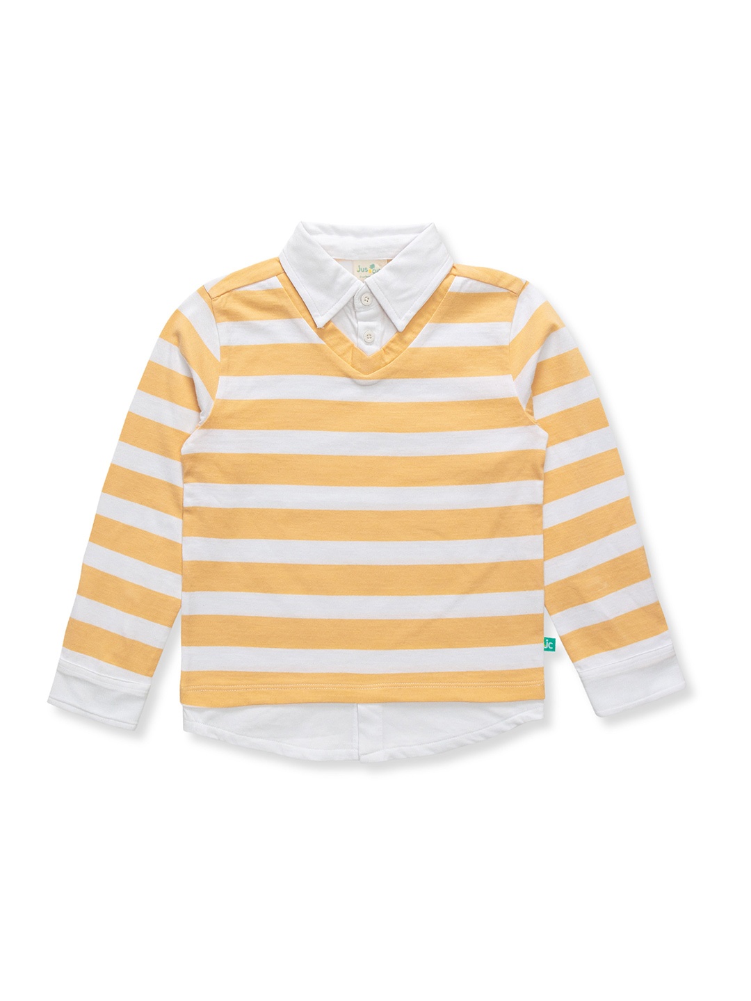 

JusCubs Boys Striped Polo Collar Long Sleeves Cotton T-shirt, Yellow