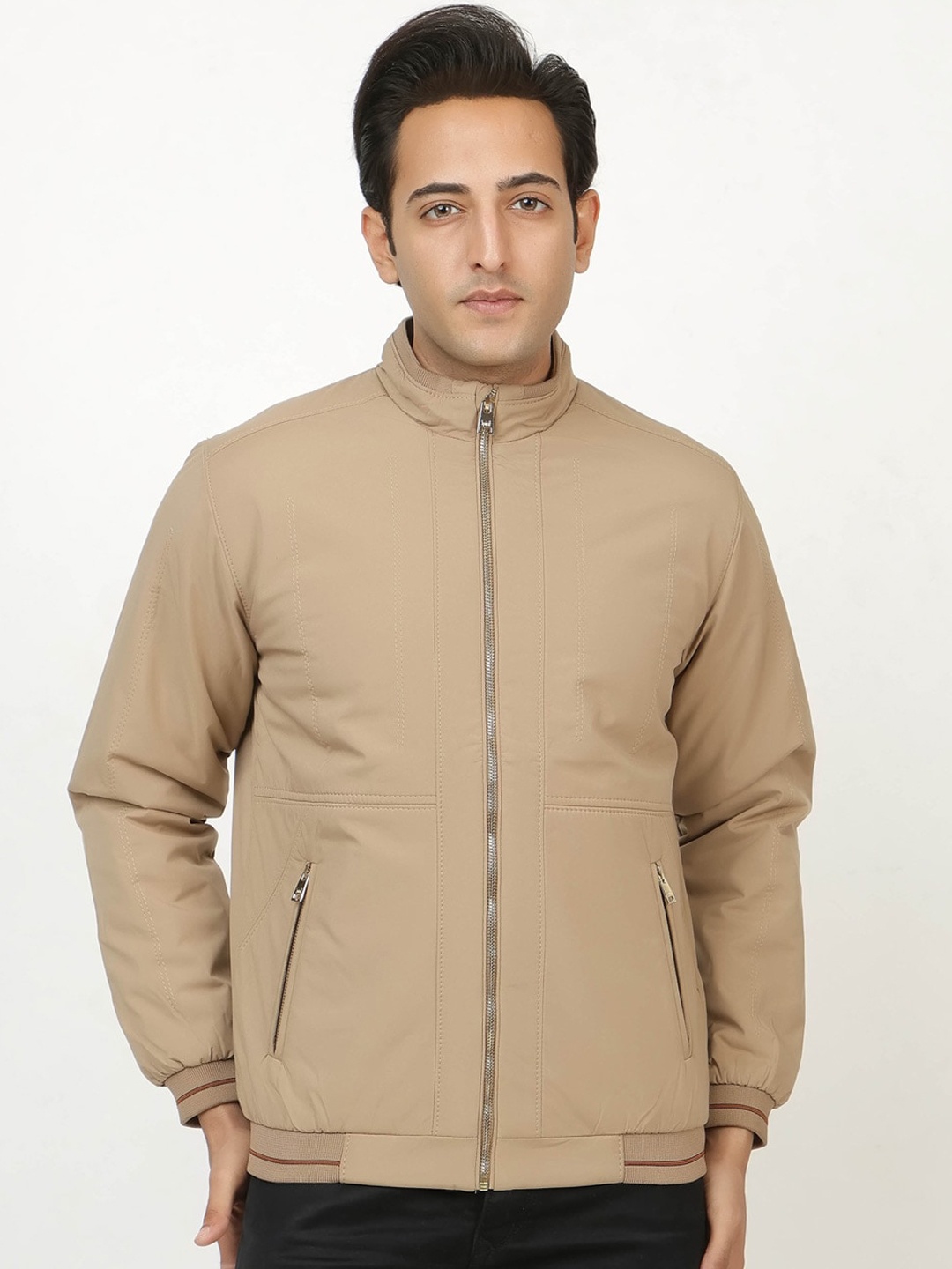 

Spirit Mock Collar Lightweight Bomber Jacket, Camel brown