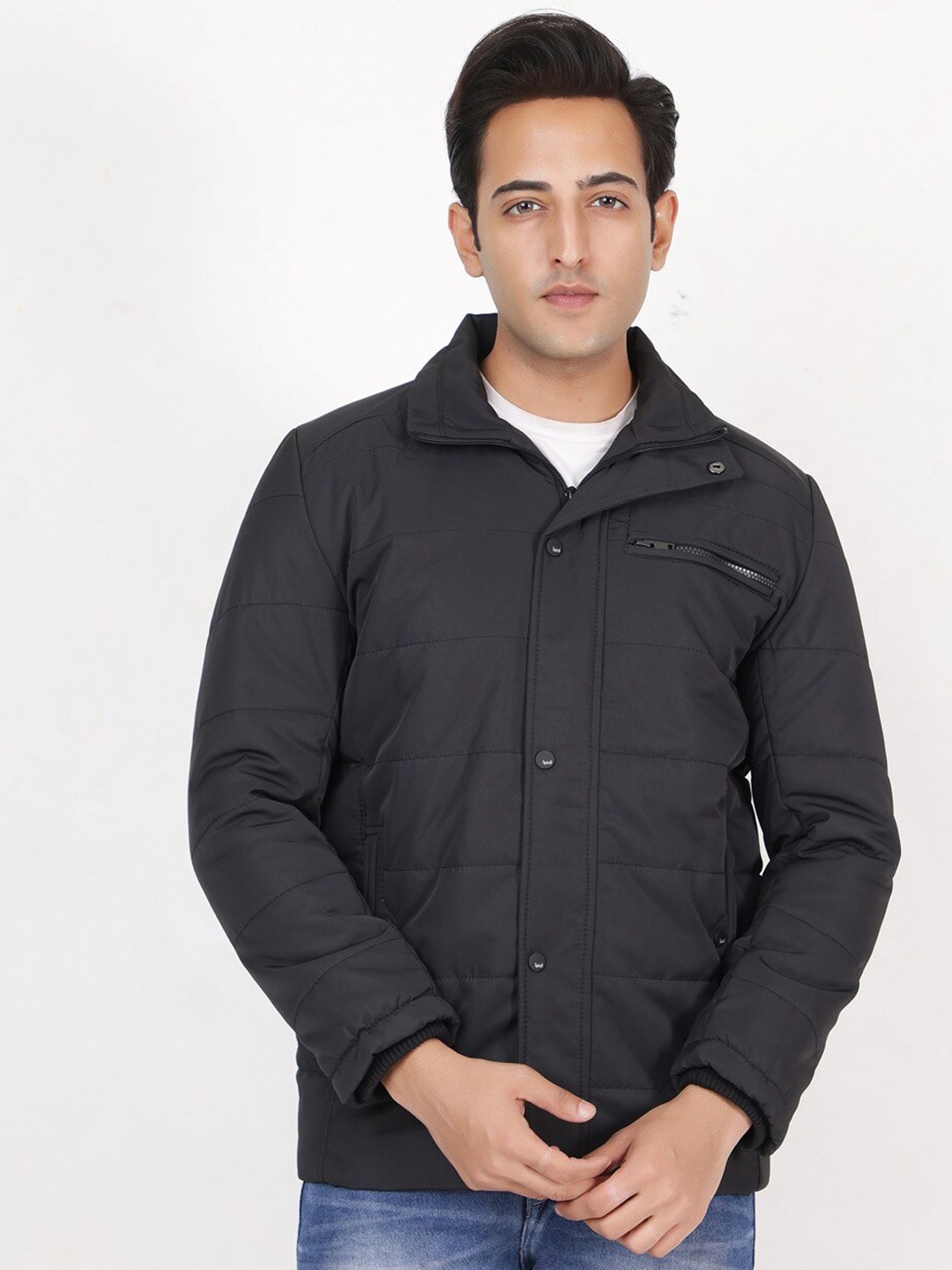 

Spirit Spread Collar Lightweight Padded Jacket With Zip Detail, Black