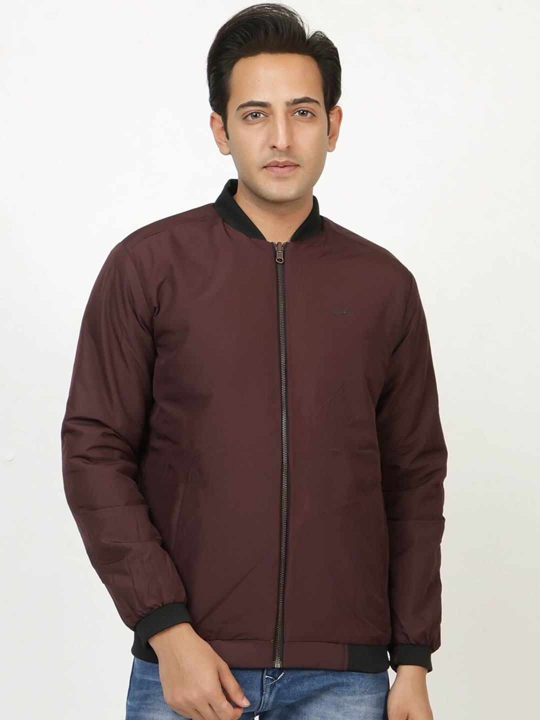 

Spirit Stand Collar Lightweight Bomber Jacket, Maroon