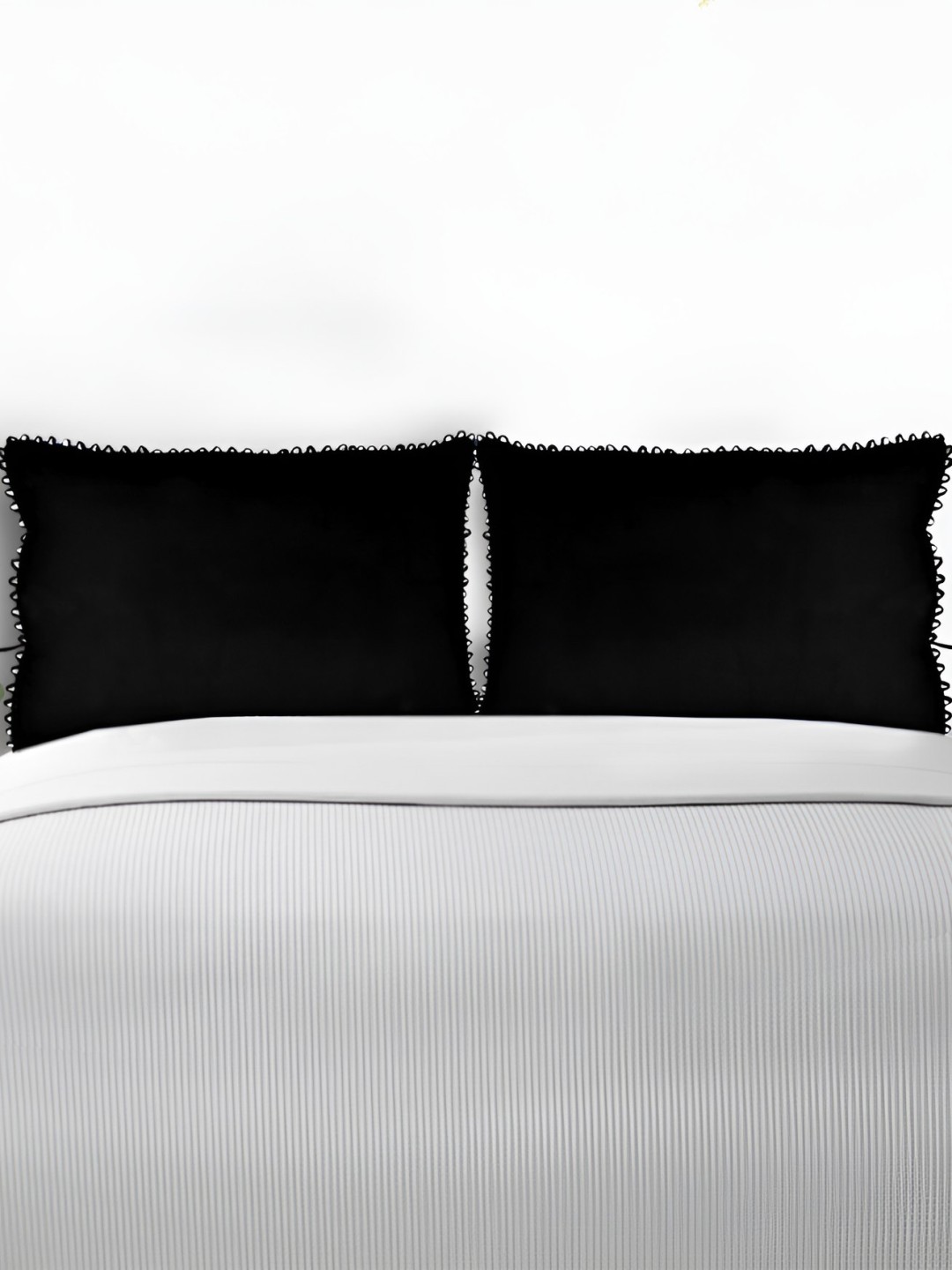 

Jinaya's Black 2 Pieces Pure Cotton Rectangle Pillow Covers