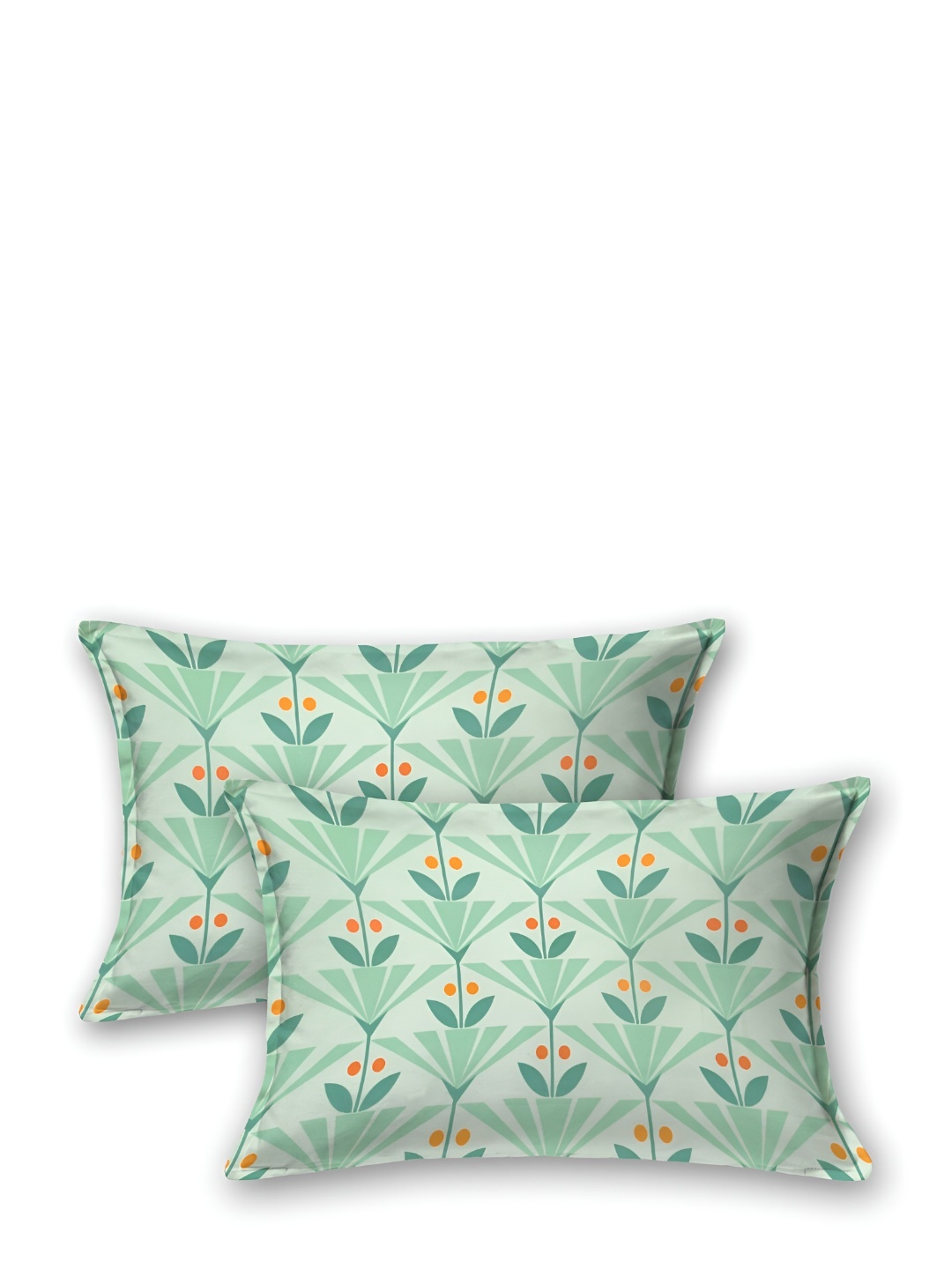 

Jinaya's Green & Orange Coloured 2 Pieces Printed Microfiber Rectangle Pillow Covers