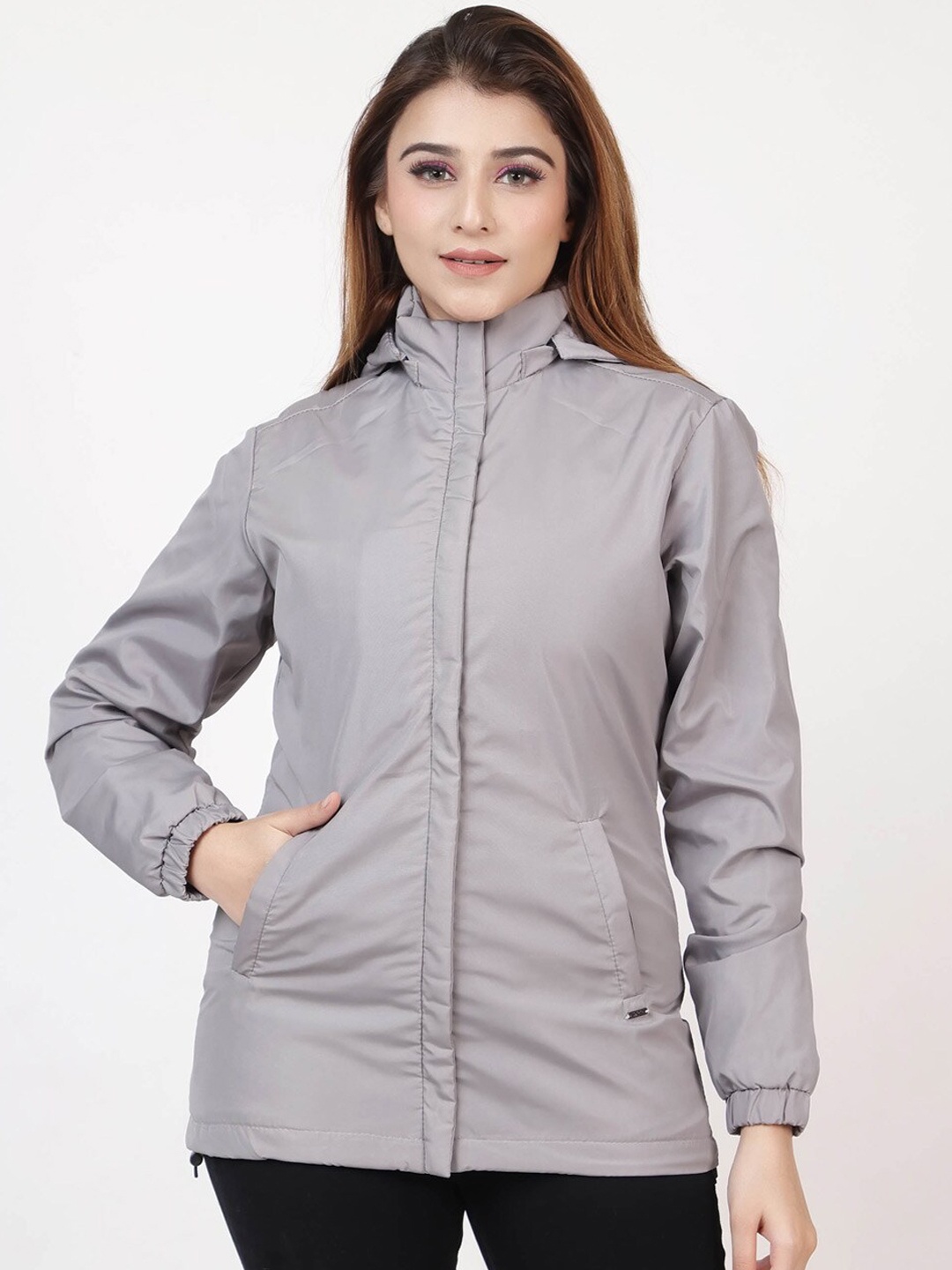 

Spirit Washed Hooded Neck Long Sleeve Lightweight Padded Jacket, Silver