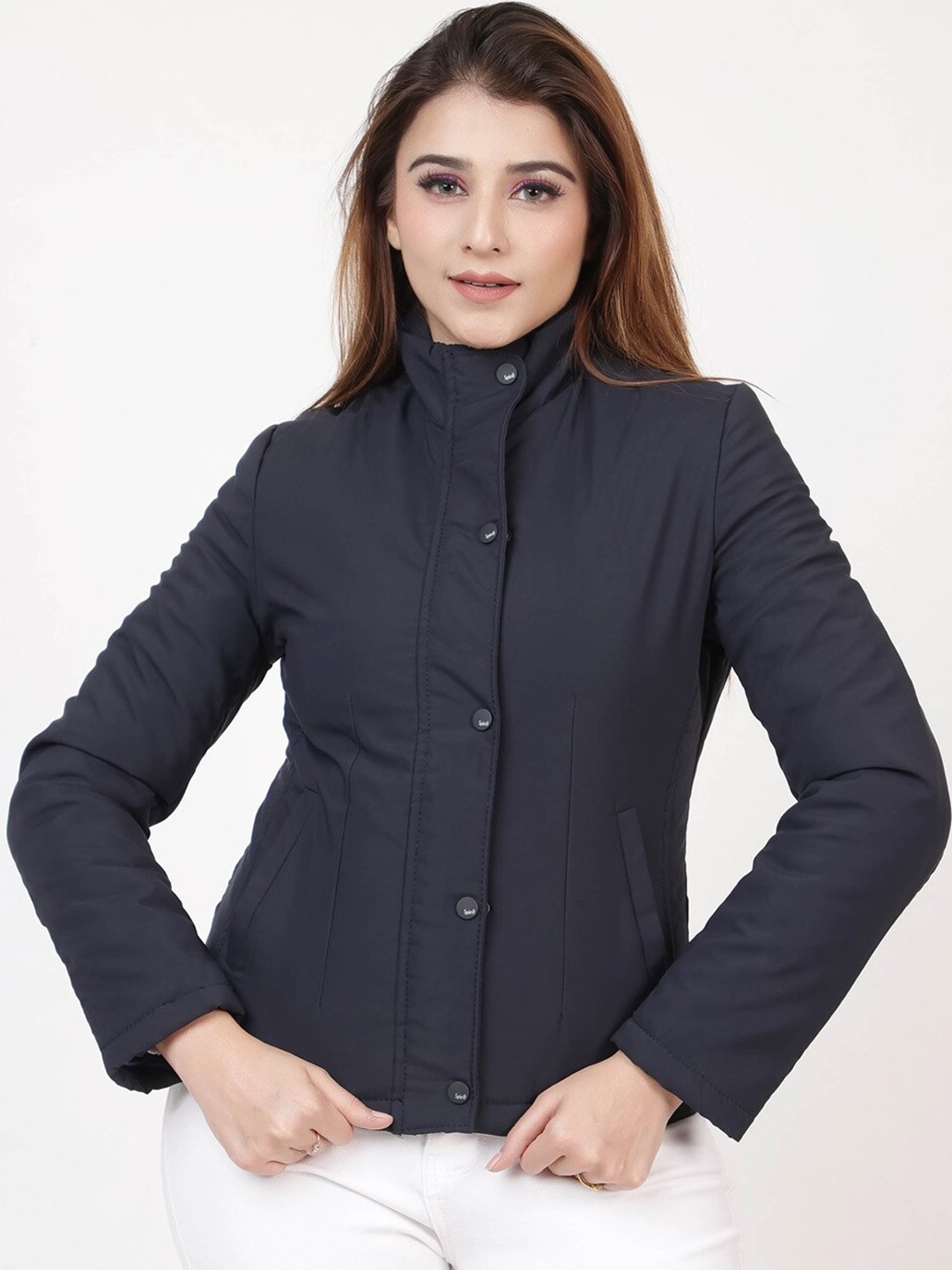 

Spirit Lightweight Stand Collar Bomber Jacket, Navy blue