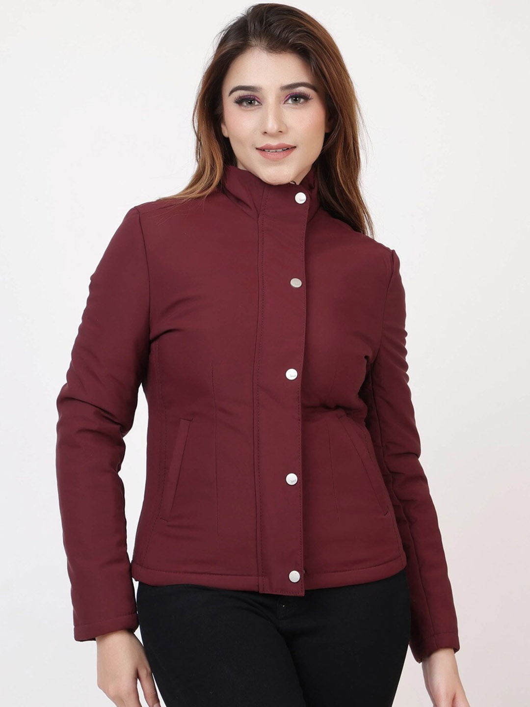 

Spirit Lightweight Stand Collar Bomber Jacket, Maroon