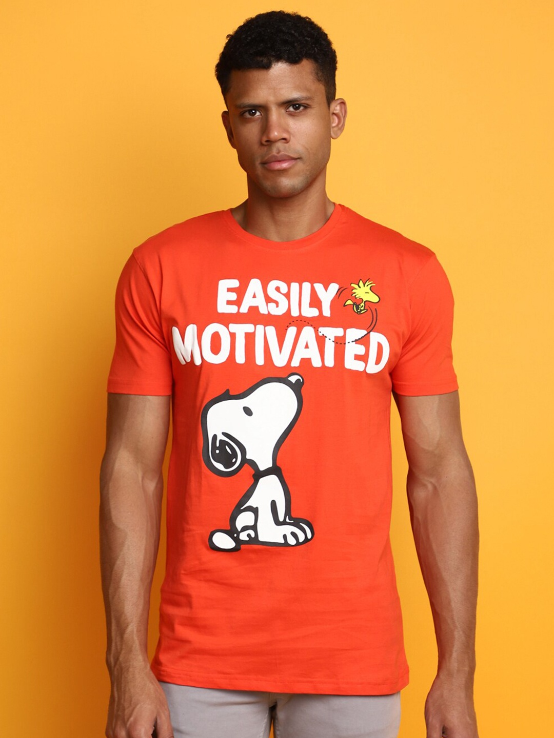 

V-Mart Snoopy Printed Cotton T-shirt, Orange