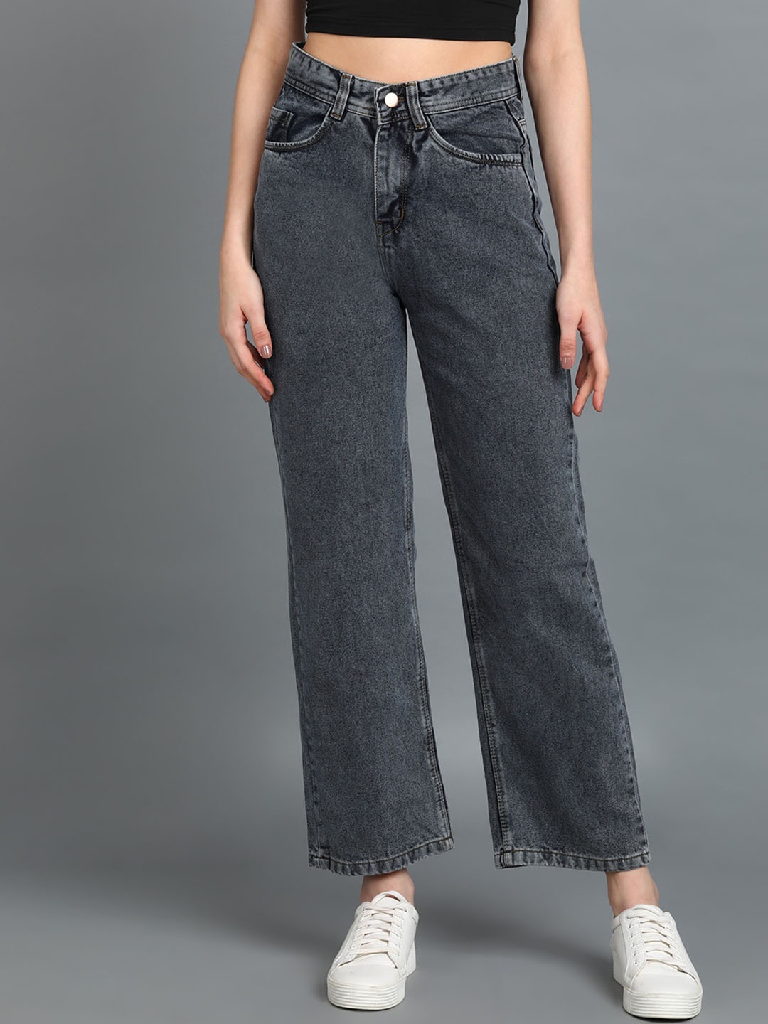 

Nifty Women Boyfriend High-Rise Clean Look Denim Cotton Jeans, Grey