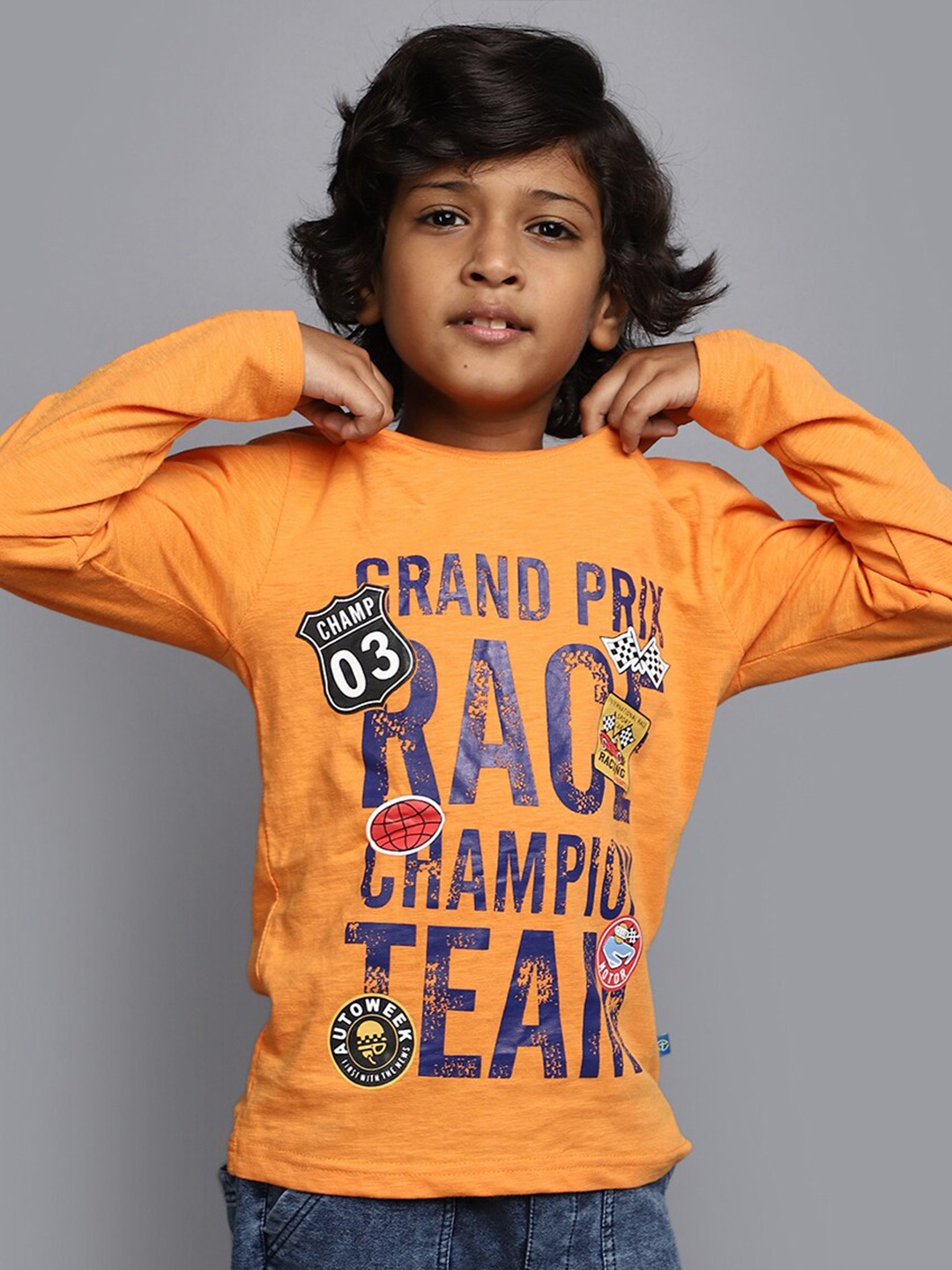 

V-Mart Boys Typography Printed Cotton T-shirt, Orange