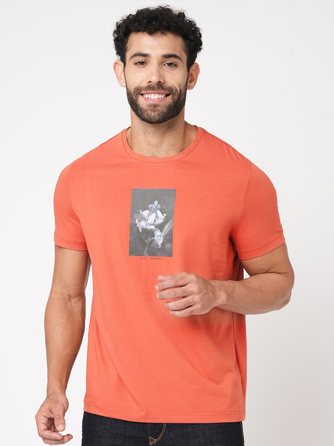 

Blue Buddha Graphic Printed Cotton T-shirt, Rust