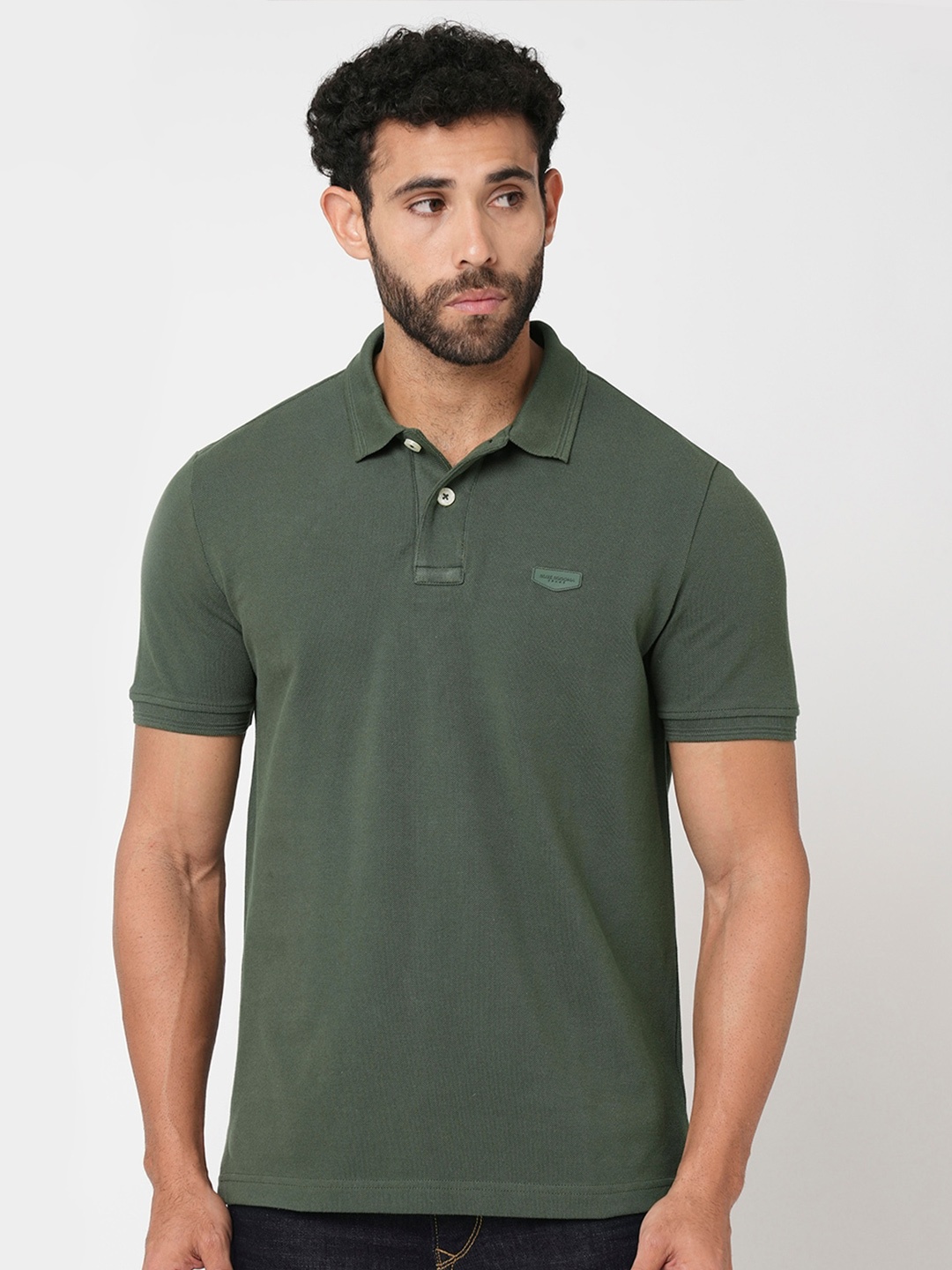 

Blue Buddha Polo Collar Cotton T-shirt, Green