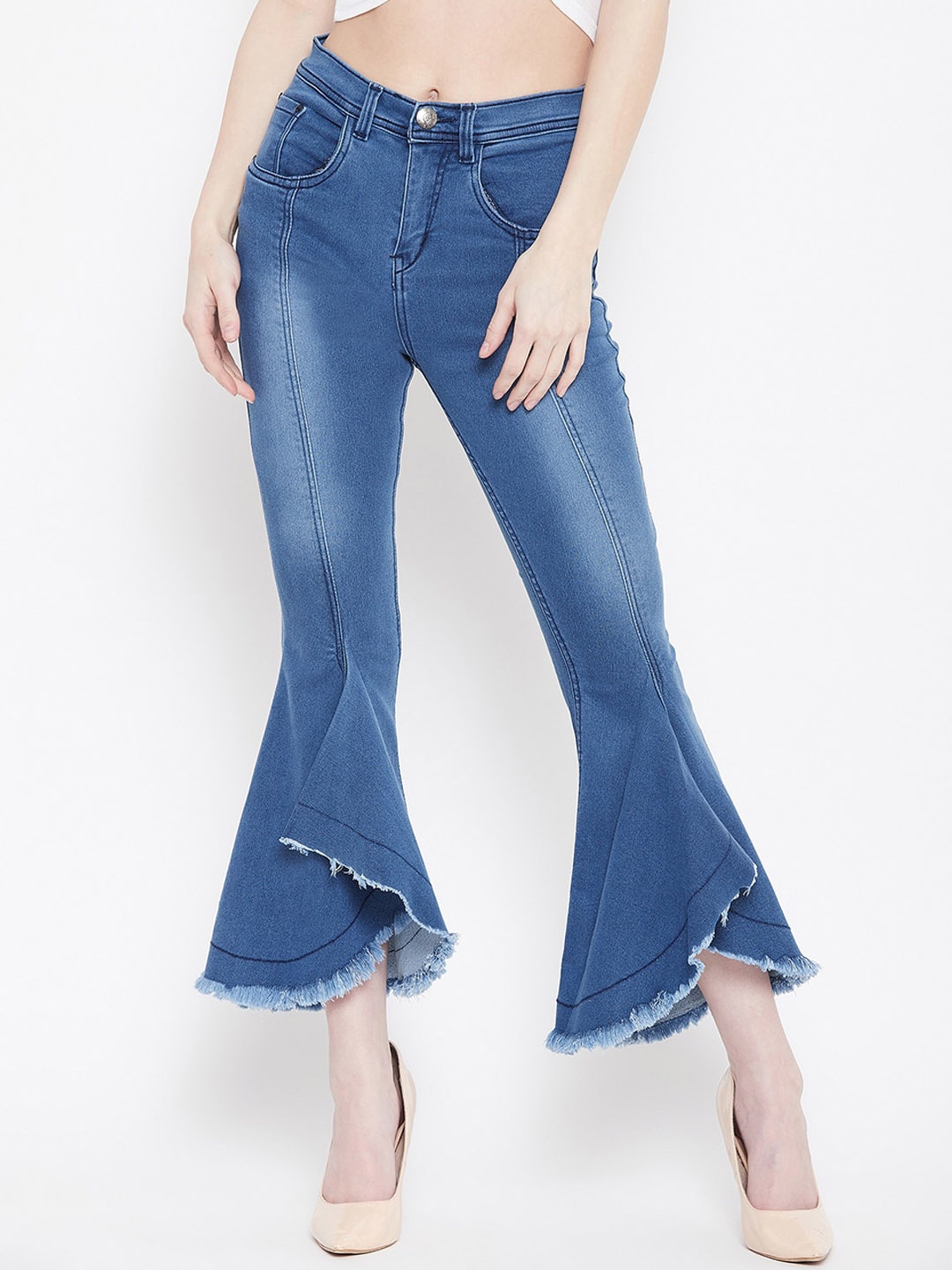 

Nifty Women Flared High-Rise Light Fade Clean Look Stretchable Jeans, Blue