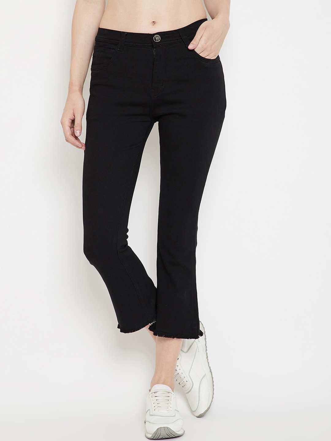 

Nifty Women Bootcut High-Rise Clean Look Stretchable Cropped Jeans, Black