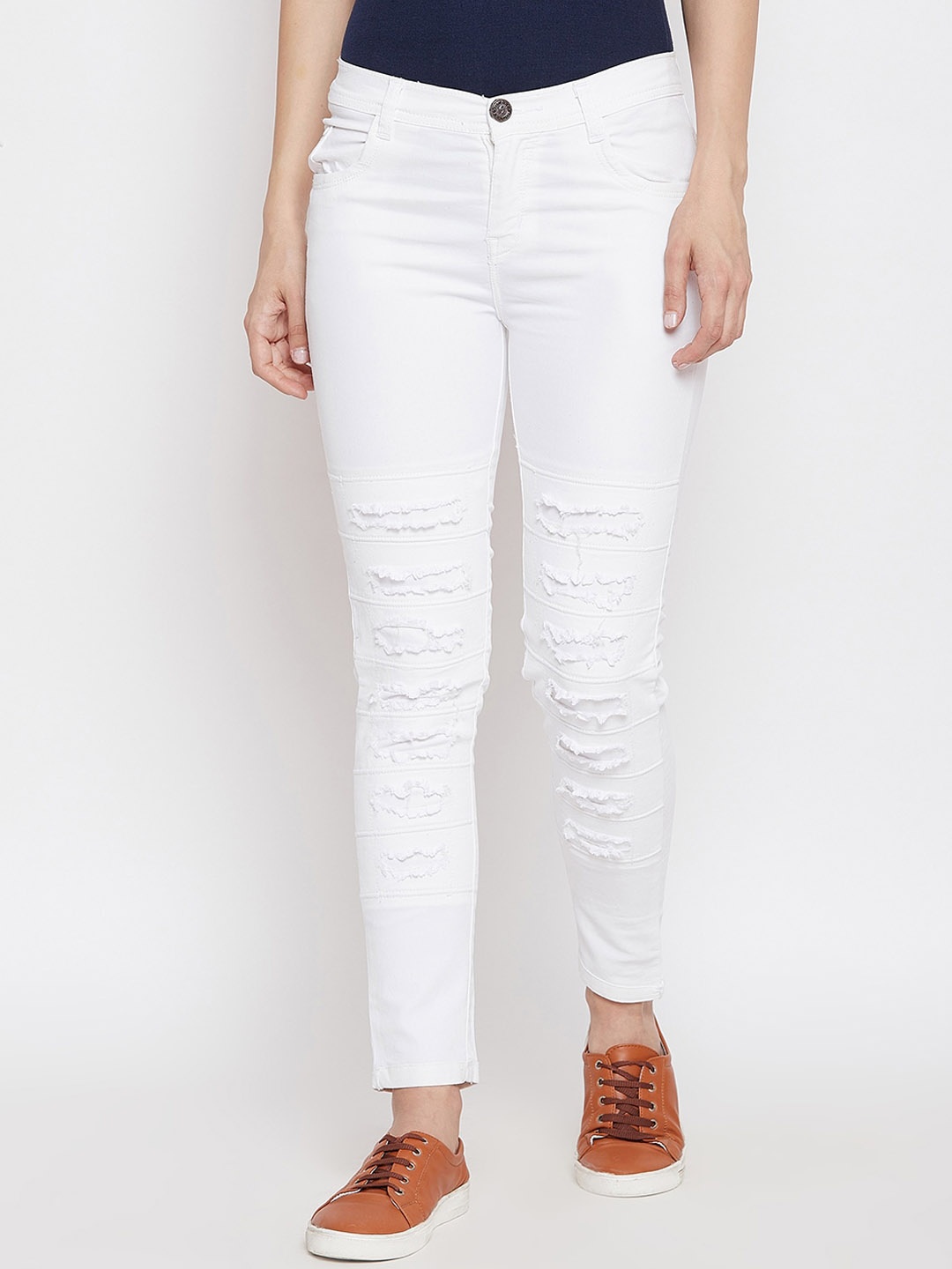 

Nifty Women Skinny Fit Highly Distressed Light Fade Stretchable Jeans, White