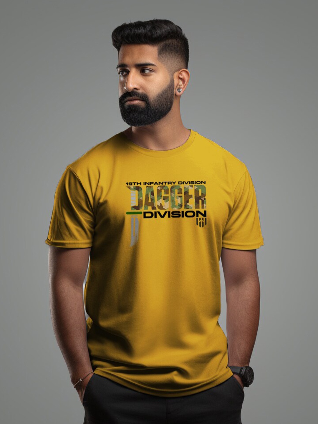 

Aero Armour Typography Printed Pure Cotton T-shirt, Yellow