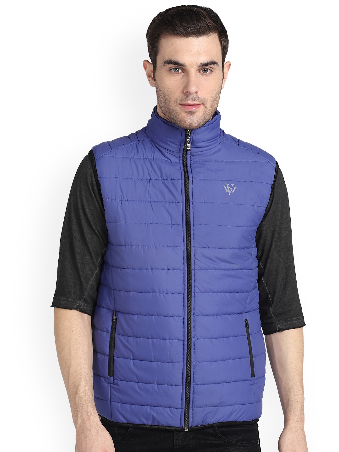 

BAESD Mock Collar Sleeveless Lightweight Padded Jacket, Blue