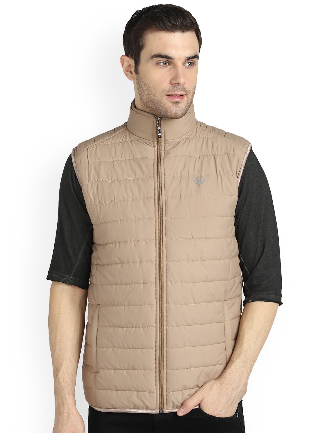 

BAESD Stand Collar Sleeveless Lightweight Puffer Jacket, Beige