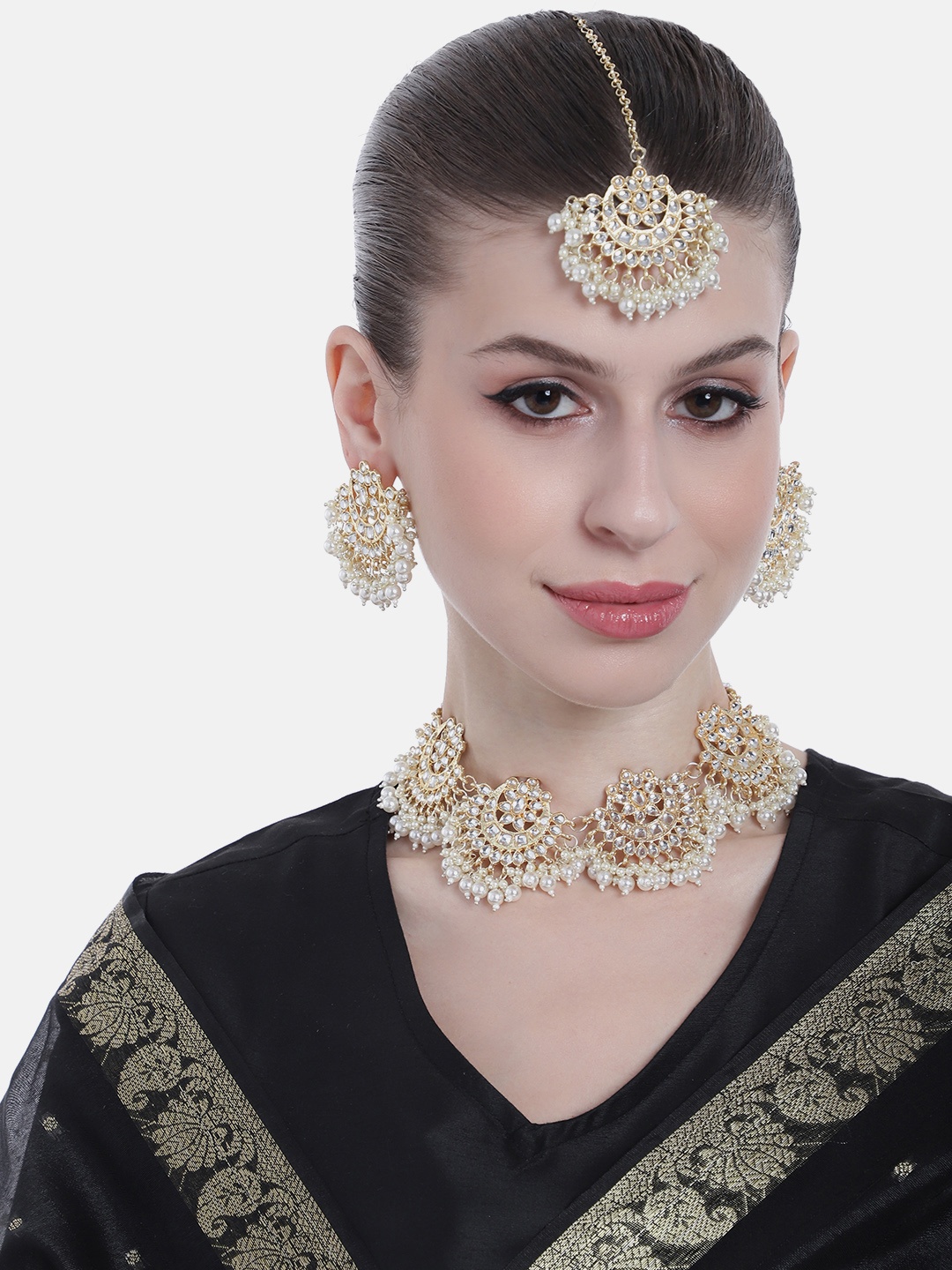 

Estele Gold-Plated Kundan Studded Jewellery Set With Maang Tika