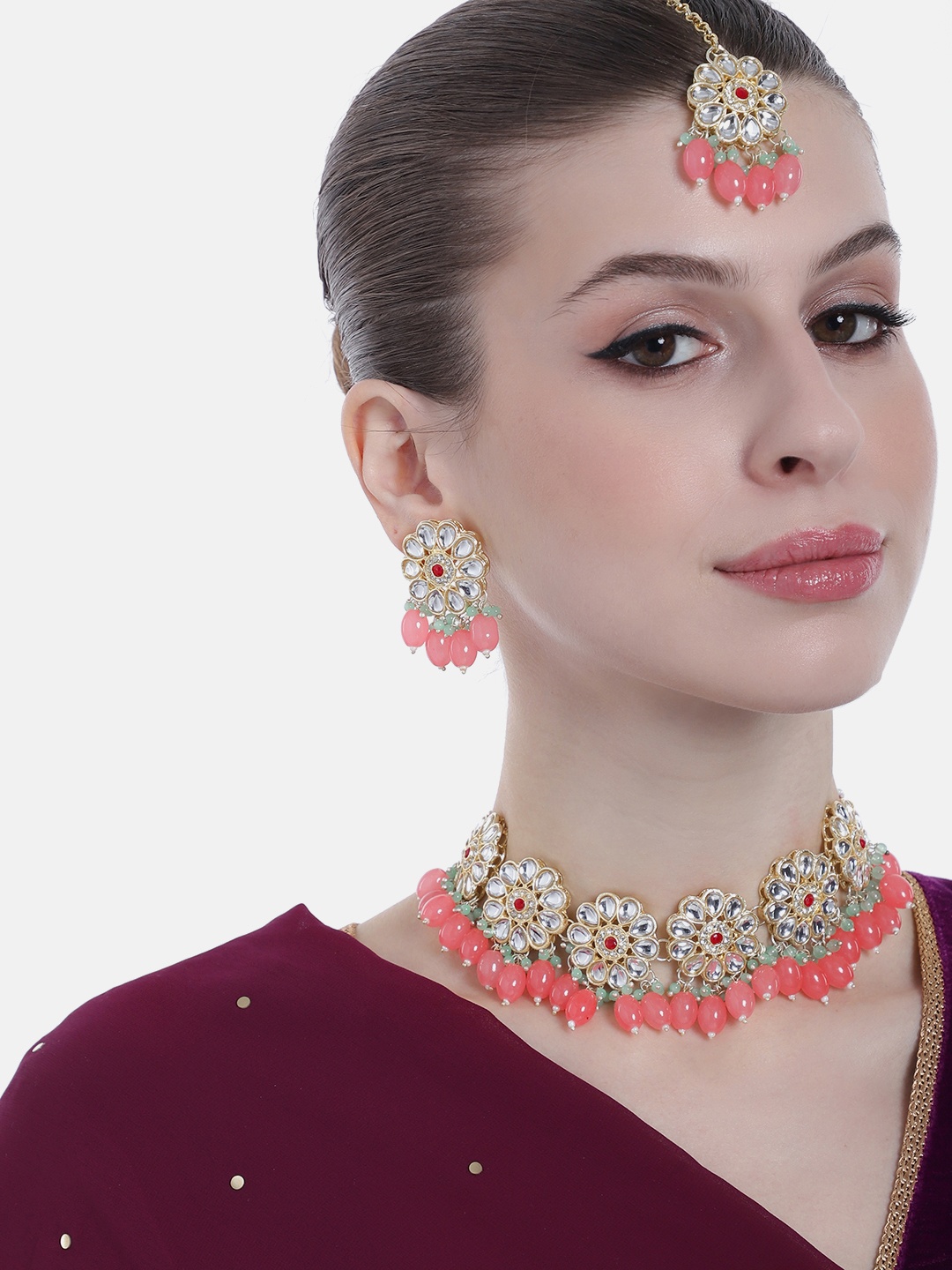 

Estele Gold Plated Pearls & Stones Studded Jewellery Set