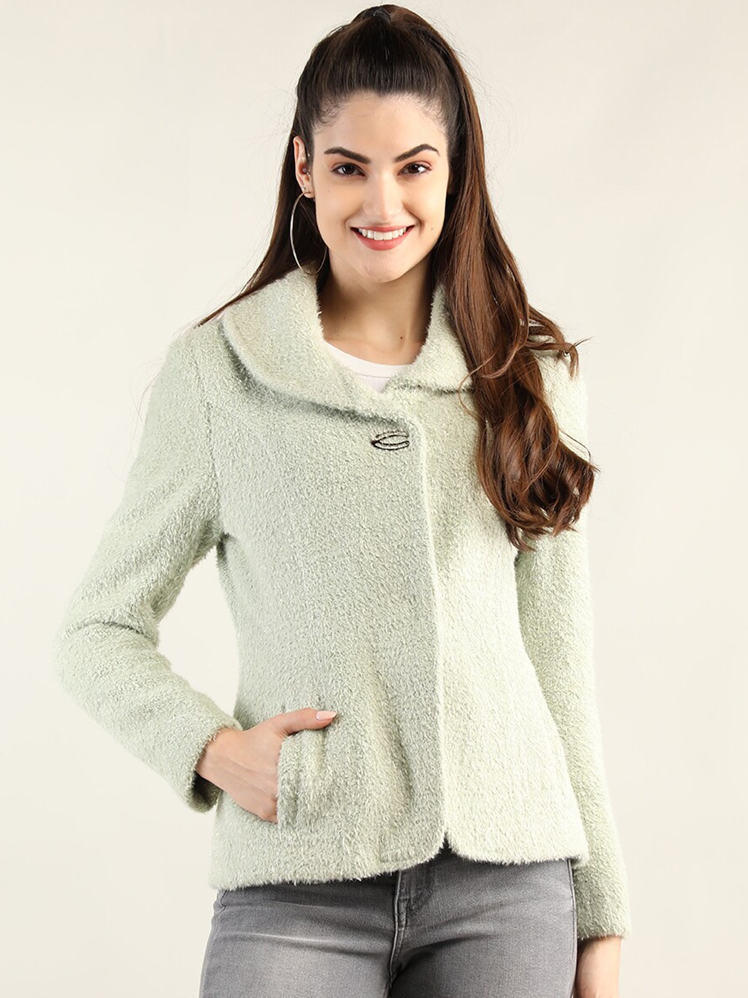 

CHKOKKO Single-breasted Overcoat, Green