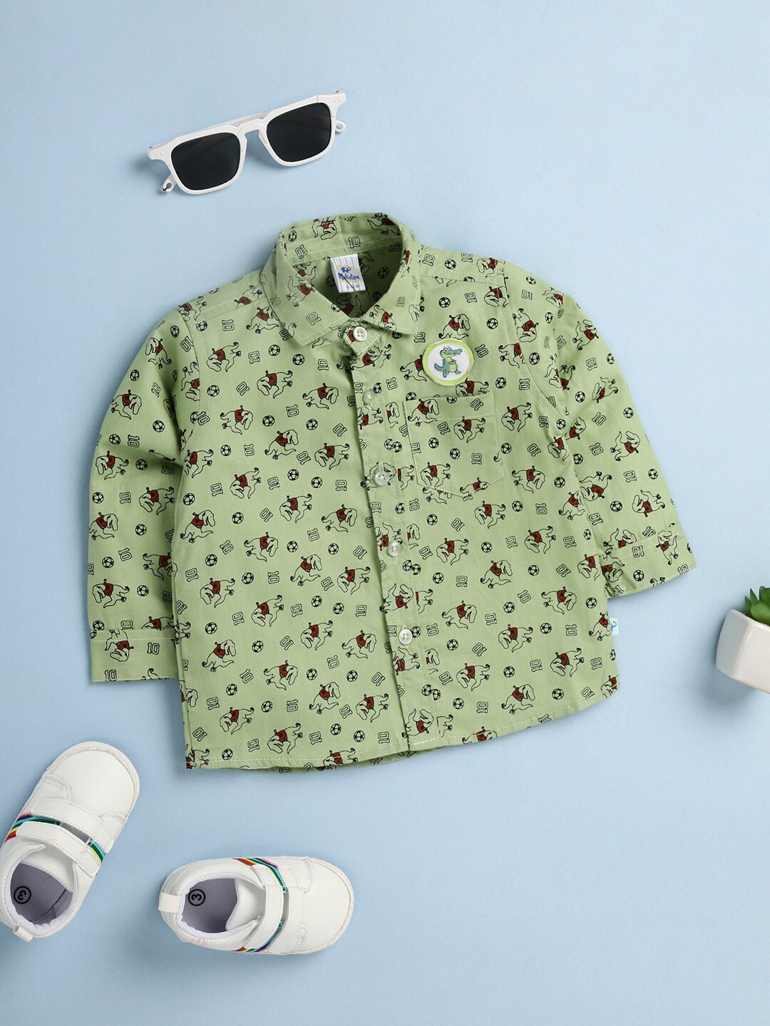 

V-Mart Infant Kids Conversational Printed Casual Shirt, Green