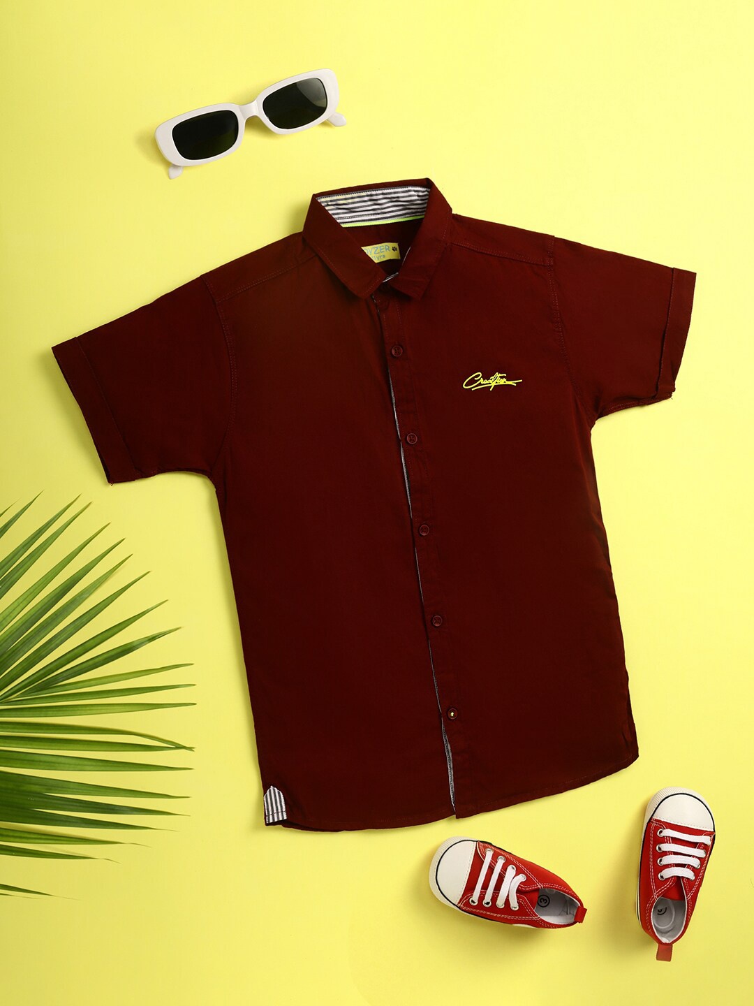 

V-Mart Boys Twill Weave Cotton Casual Shirt, Maroon