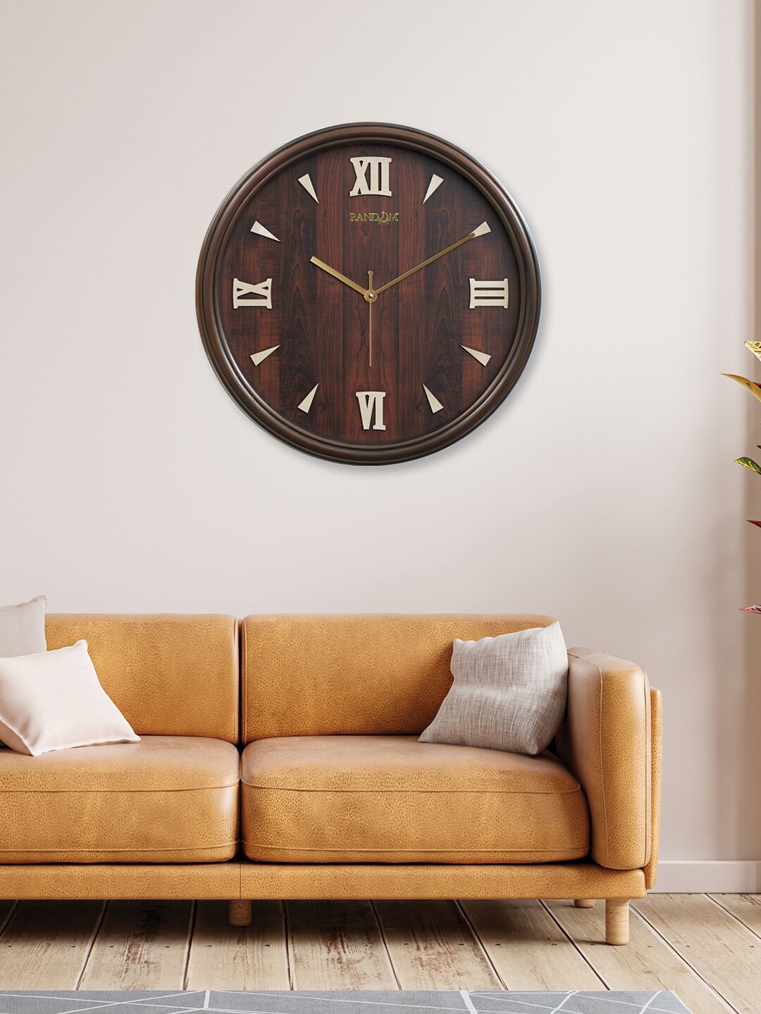 

RANDOM Brown & Off White Round Shape Contemporary Analogue Wall Clock