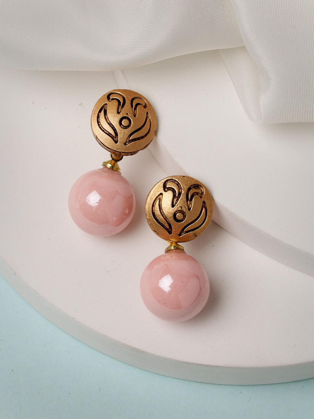 

ADIVA Gold Plated Pearls Studded Classic Drop Earrings