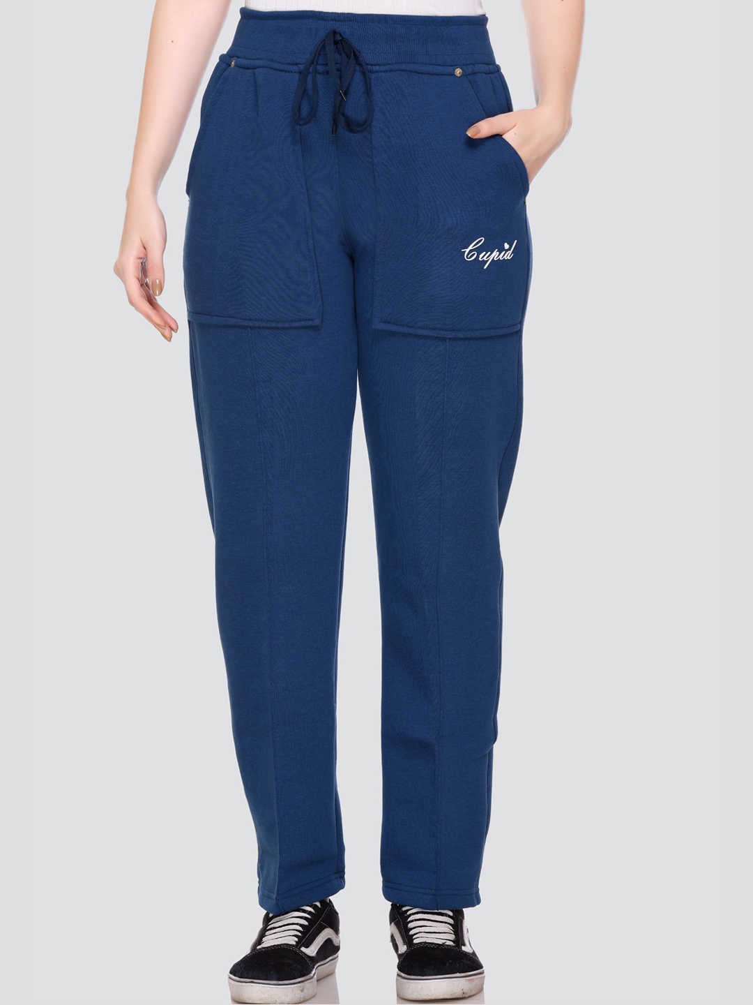 

CUPID Women Regular Fit Fleece Track Pants, Blue