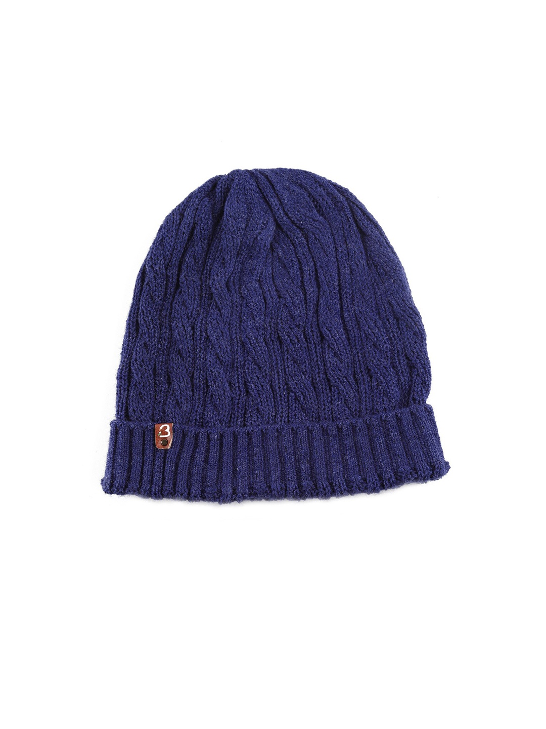 

Bharatasya Women Self Designed Acrylic Wool Beanie, Blue