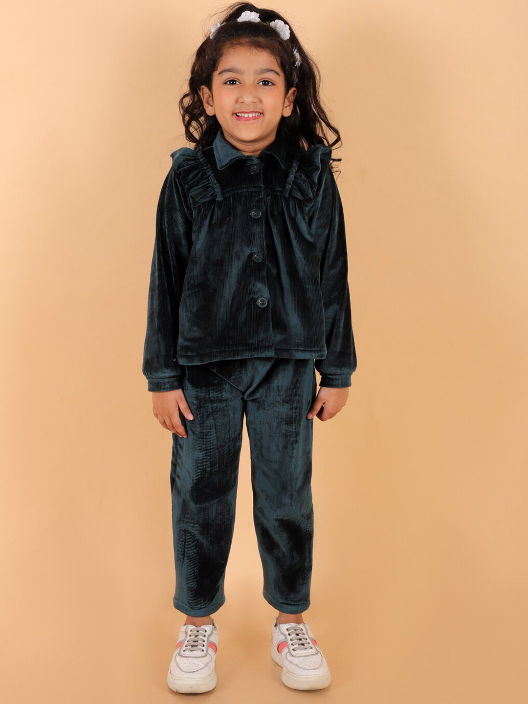 

Stuffie Land Girls Long Sleeves Shirt With Trousers, Green