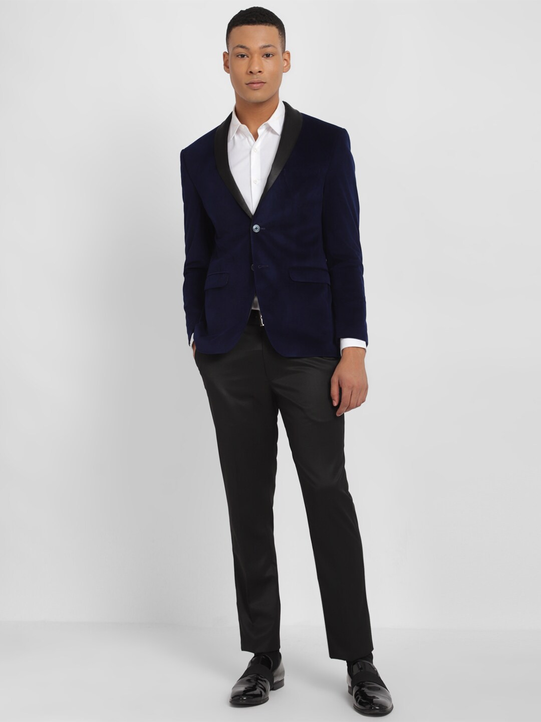 

Allen Solly 2 Piece Slim-Fit Single-Breasted Blazer & Trouser Party Suit, Navy blue