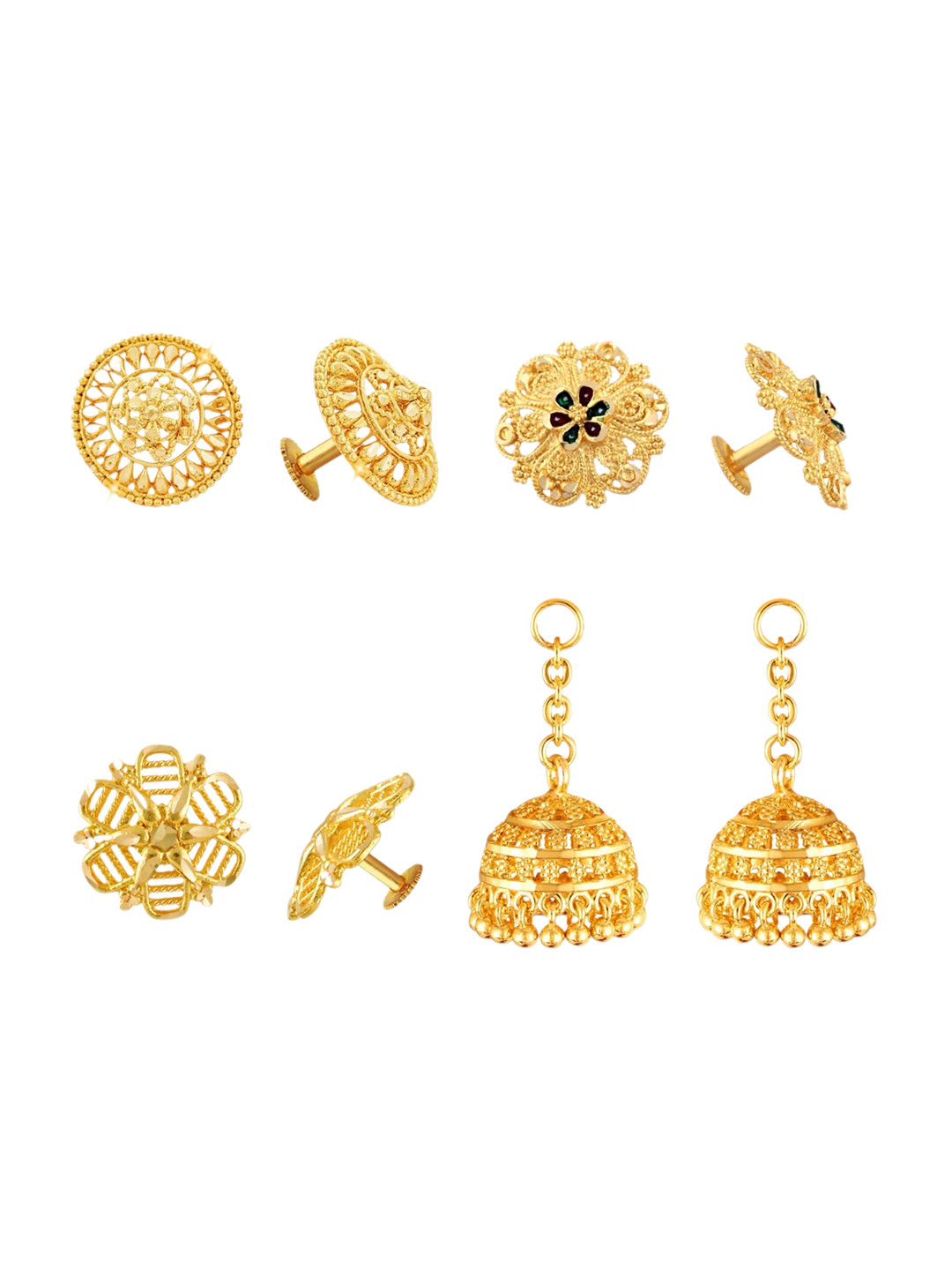

Vighnaharta Set Of 4 Gold-Plated Floral Studs