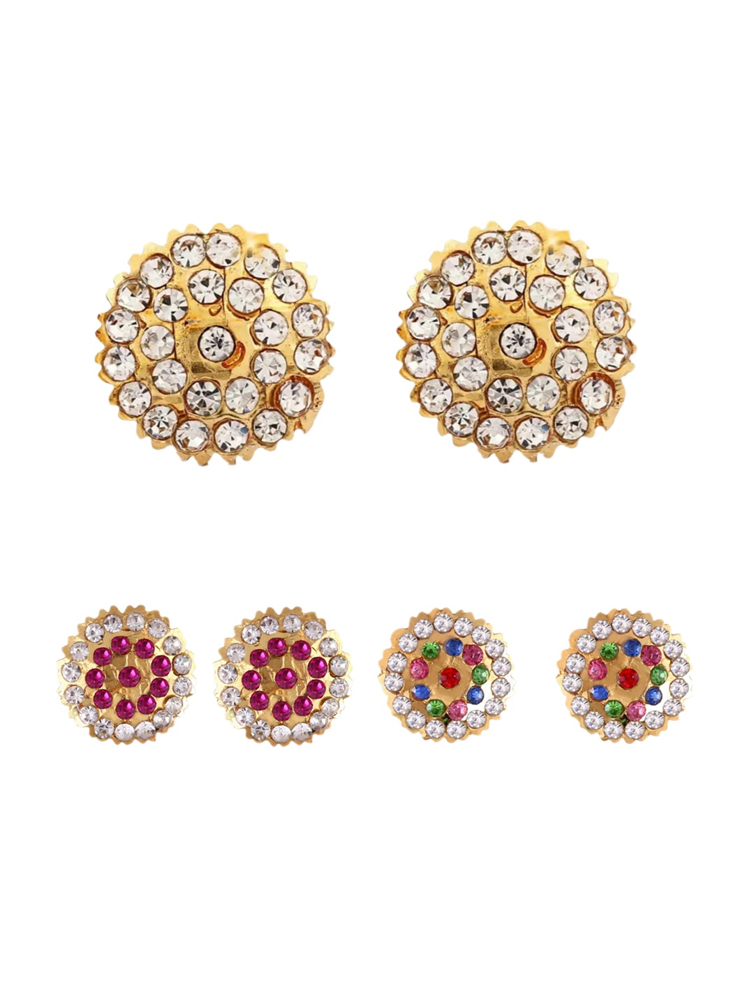 Vighnaharta Set Of 3 Gold-Plated Floral Studs