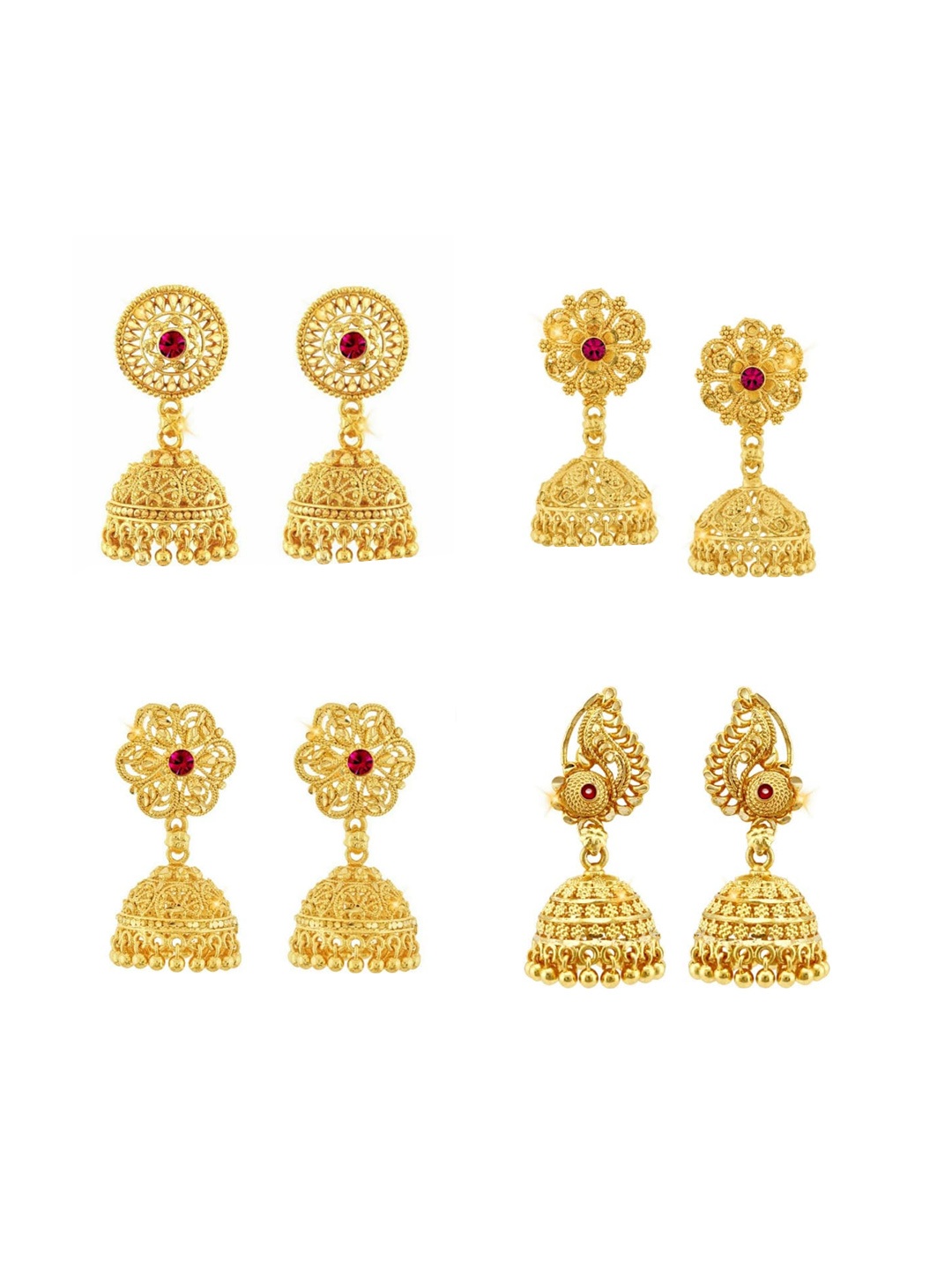 

Vighnaharta Gold-Toned Floral Jhumkas Earrings