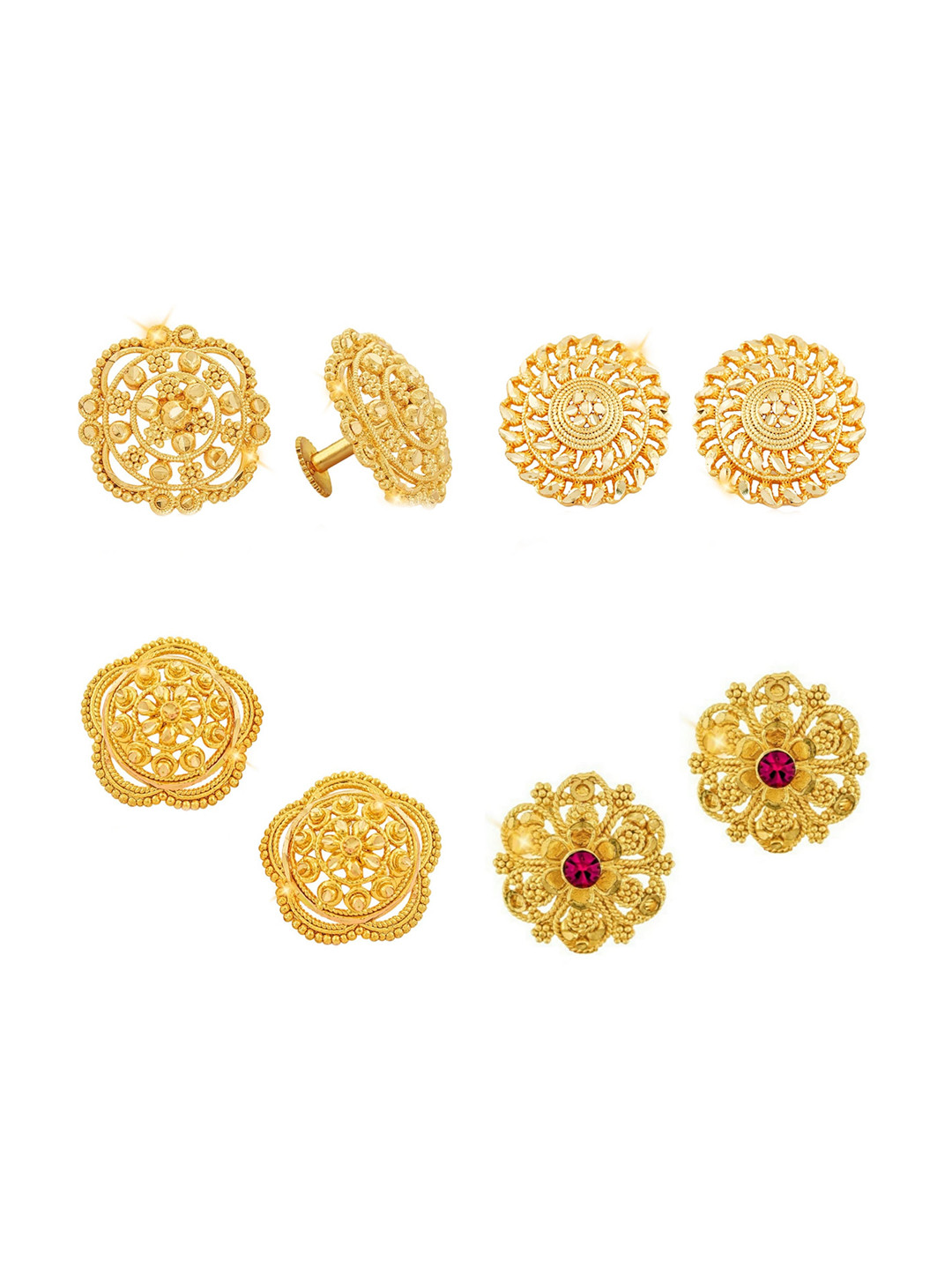 

Vighnaharta Set Of 4 Gold-Plated Floral Studs