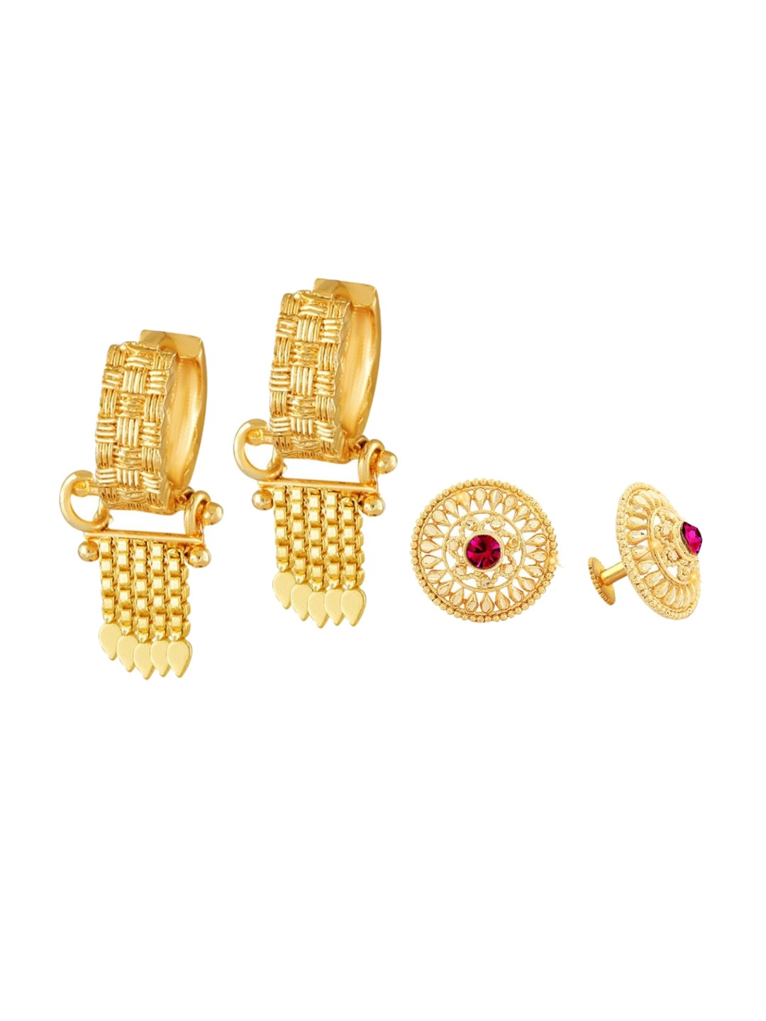 

Vighnaharta Set Of 2 Gold-Plated Floral Studs Earrings