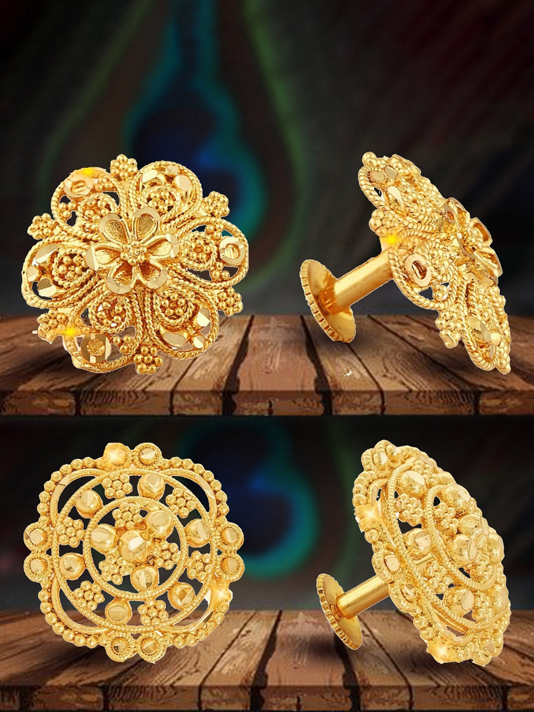 

Vighnaharta Gold-Toned Floral Studs Earrings