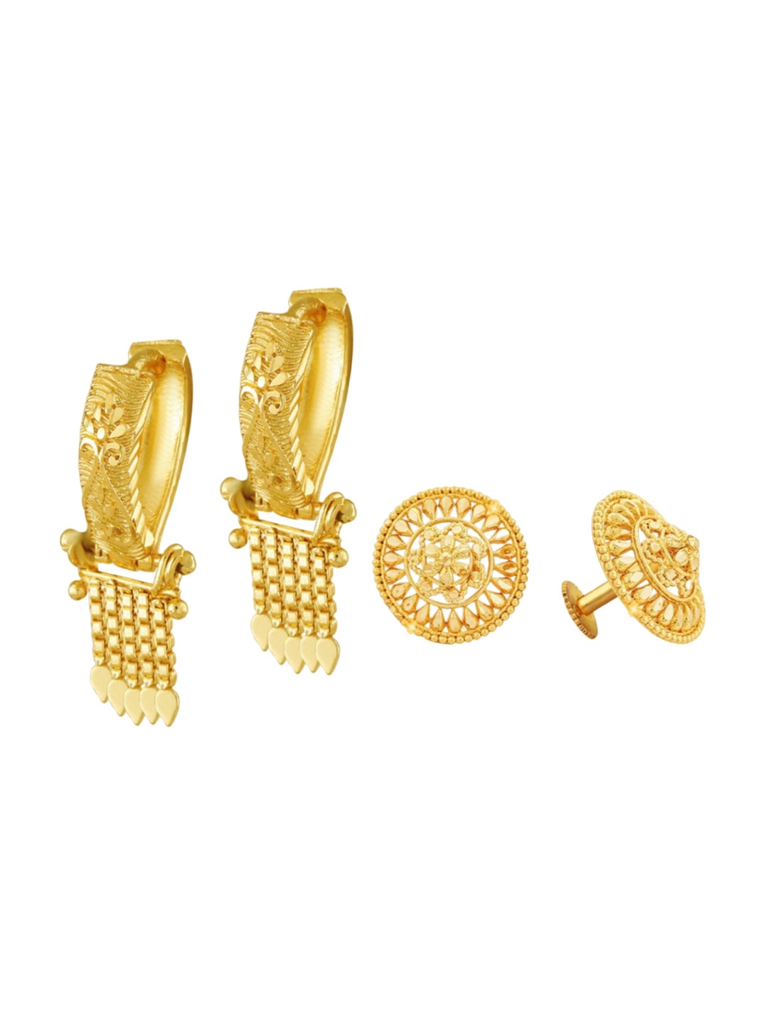

Vighnaharta Set Of 2 Gold-Plated Floral Studs Earrings