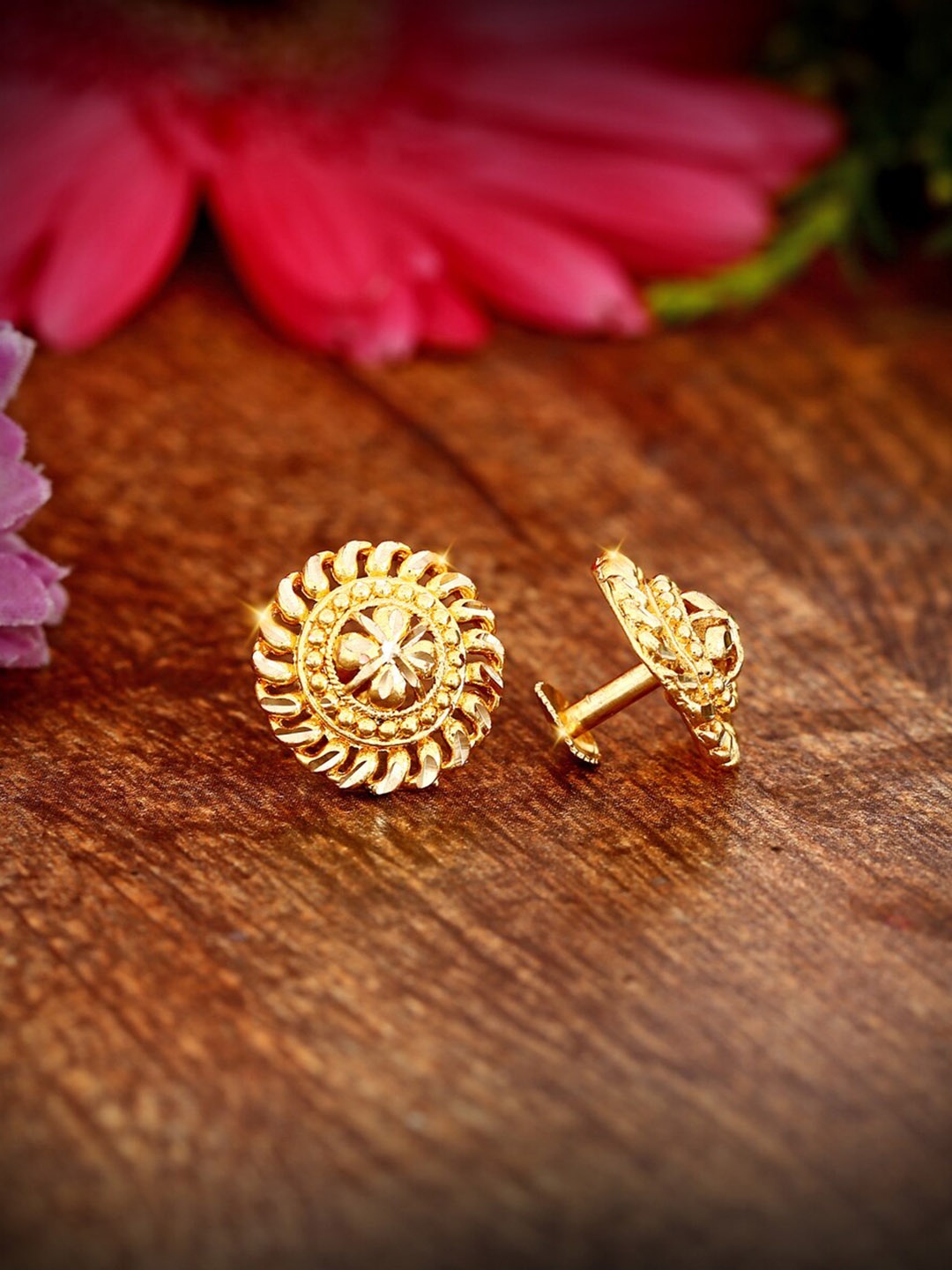 

Vighnaharta Gold-Plated Floral Drop Earrings