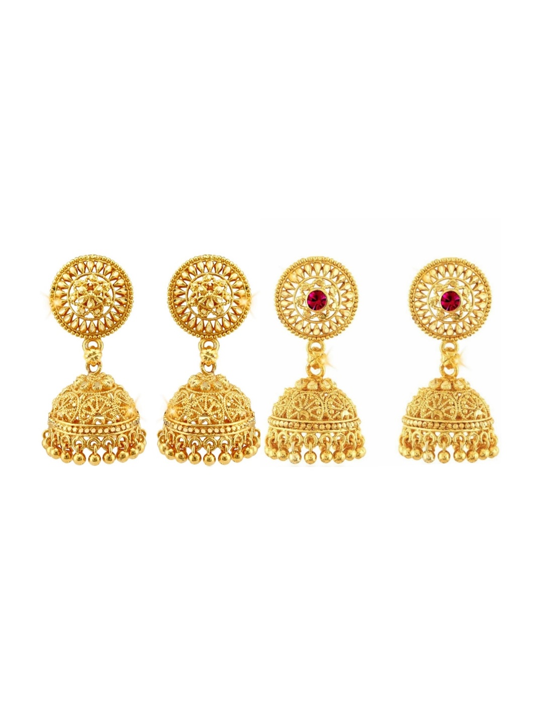

Vighnaharta Set Of 2 Gold-Plated Floral Jhumkas