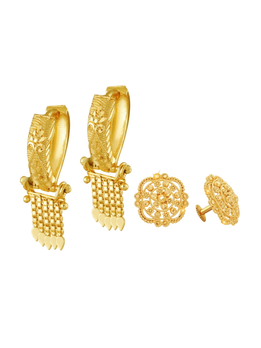

Vighnaharta Set Of 2 Gold Plated Floral Studs Earrings