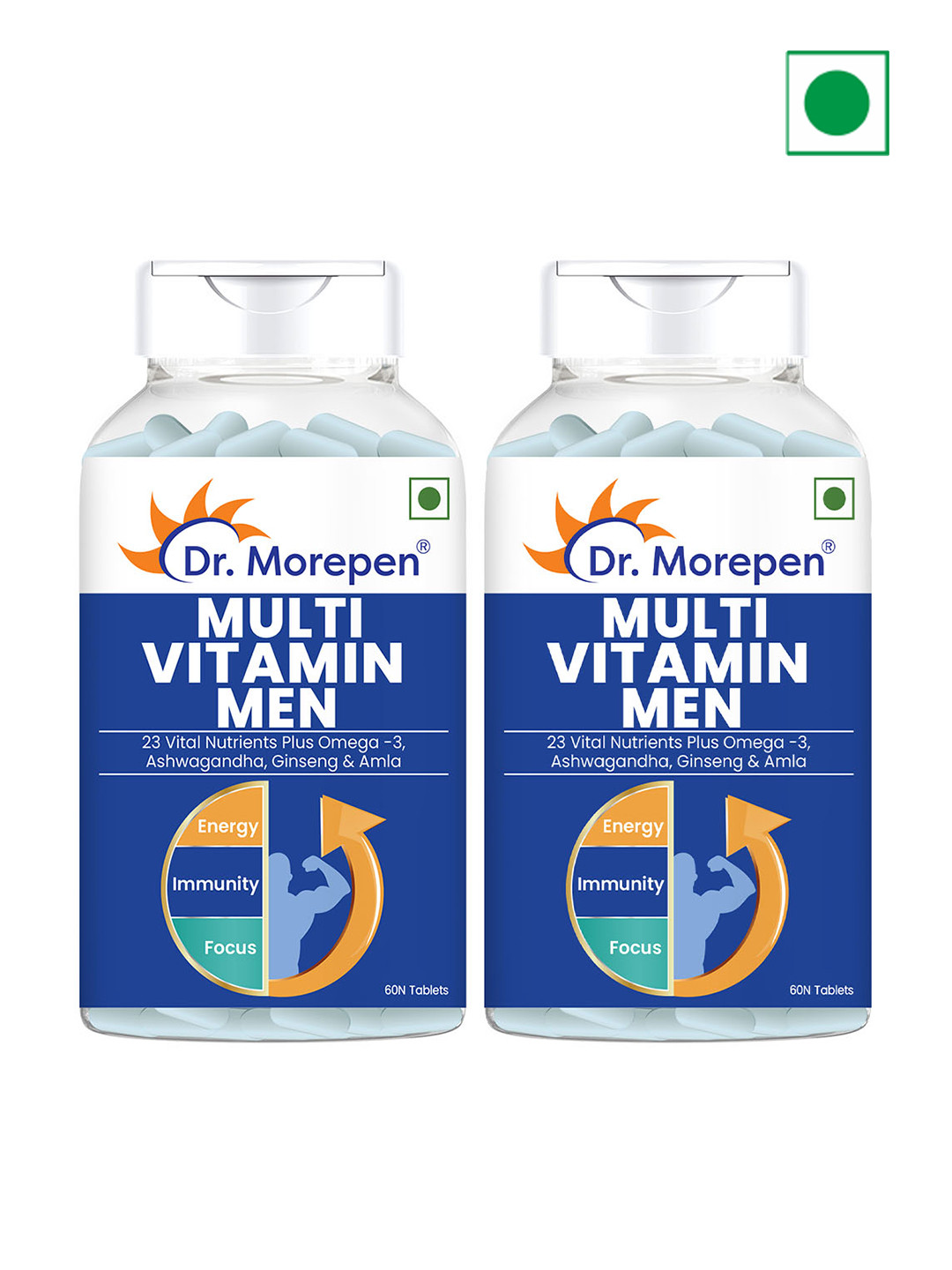 

Dr. Morepen Set of 2 Multivitamin Men Tablets - 60 Tablets Each, Blue