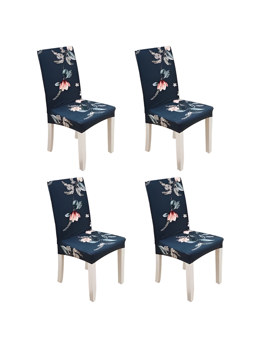 

TONY STARK Blue & Green 4 Pieces Lotus Printed Chair Covers