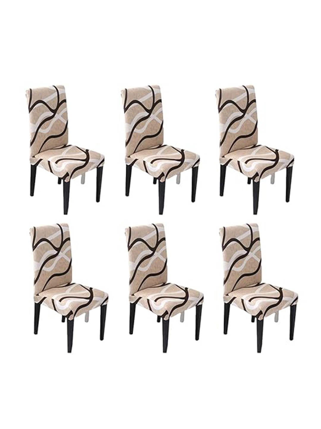 

TONY STARK 6-Pcs Beige Printed Chair Cover