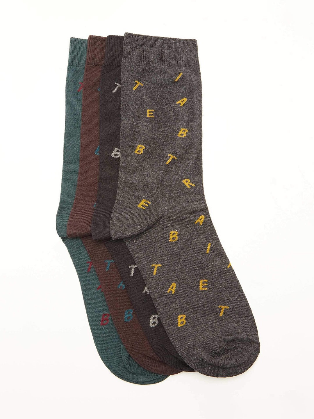 

RARE RABBIT Men Pack Of 4 Patterned Above Bamboo Ankle-Length Socks, Green
