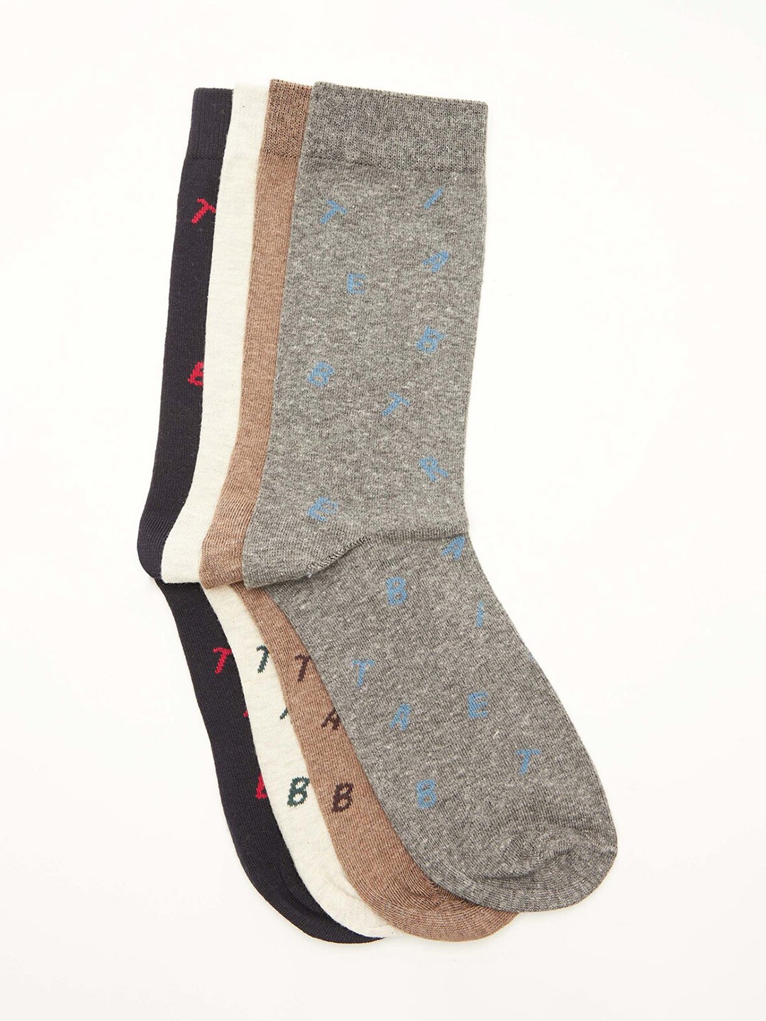 

RARE RABBIT Men Pack Of 4 Patterned Above Bamboo Ankle-Length Socks, White