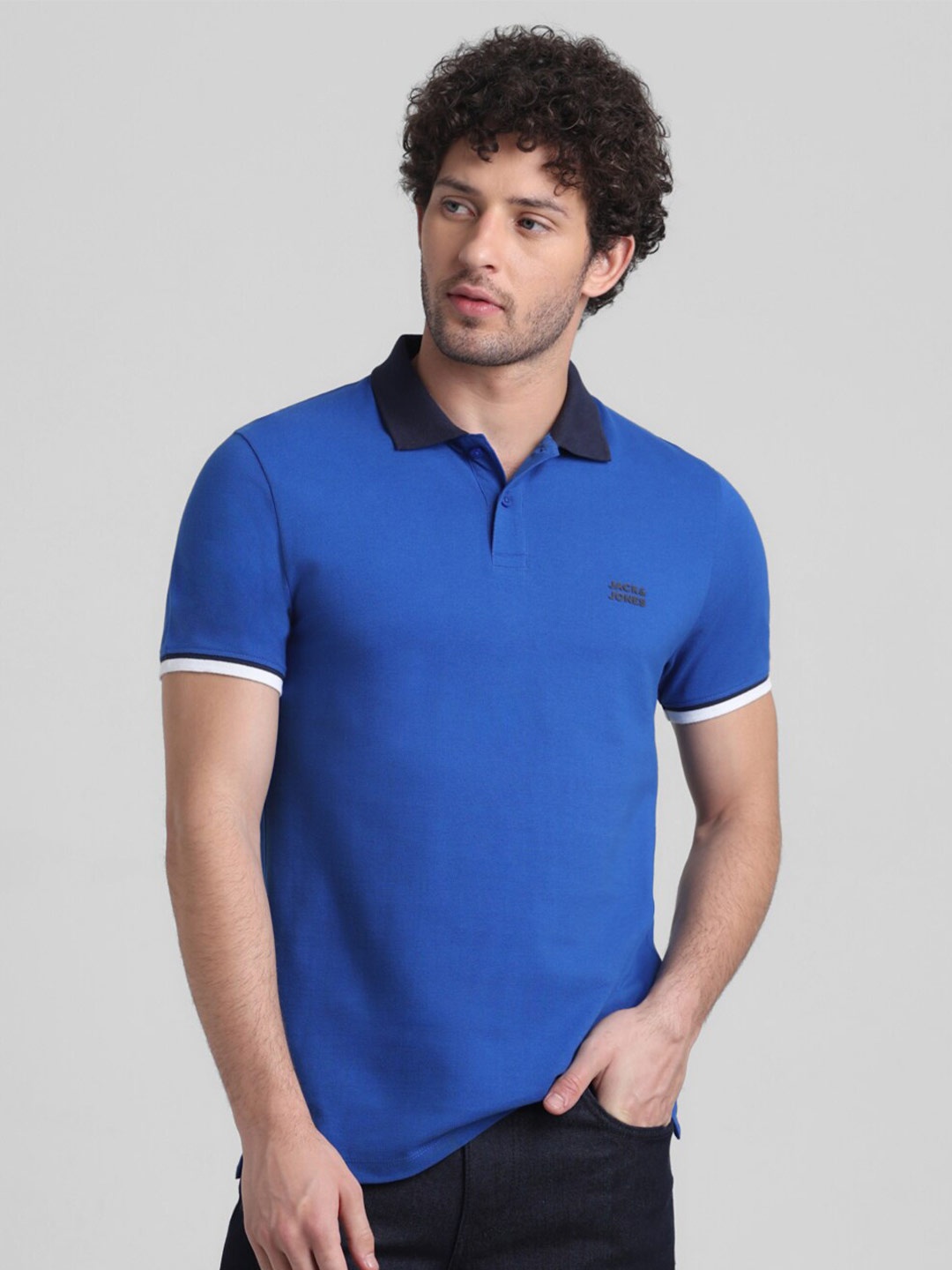 

Jack & Jones Polo Collar Slim Fit Pure Cotton T-shirt, Blue