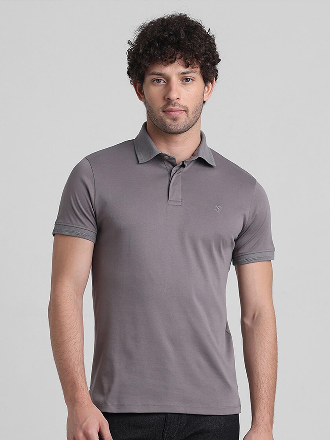 

Jack & Jones Cotton Polo Collar Slim Fit T-shirt, Grey