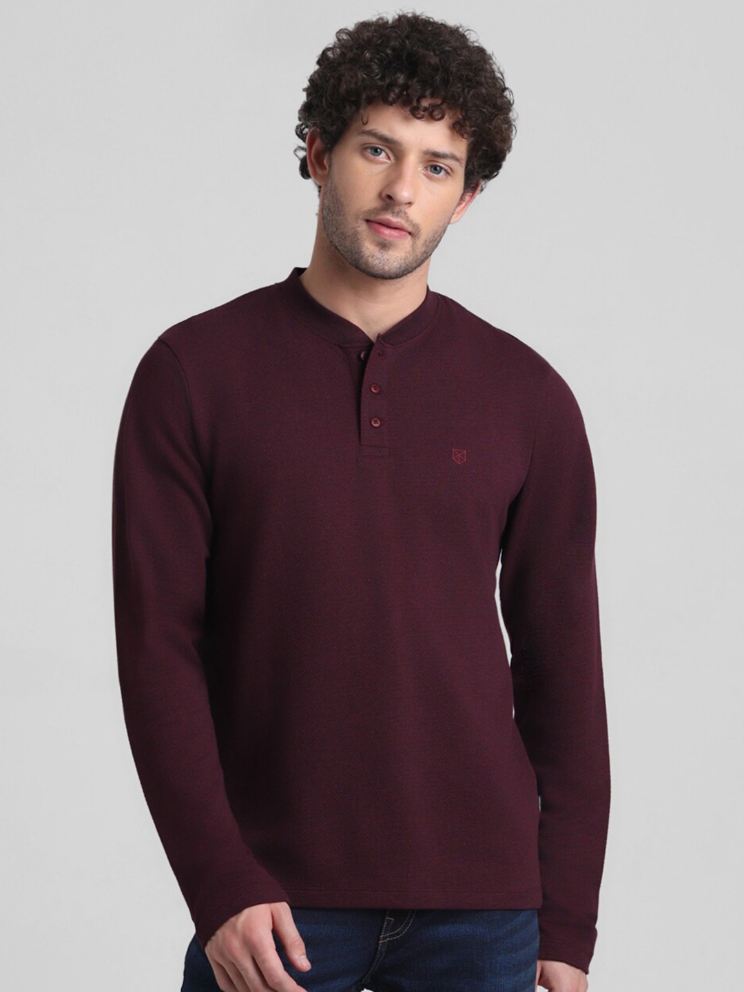 

Jack & Jones Henley Neck Pure Cotton T-shirt, Maroon