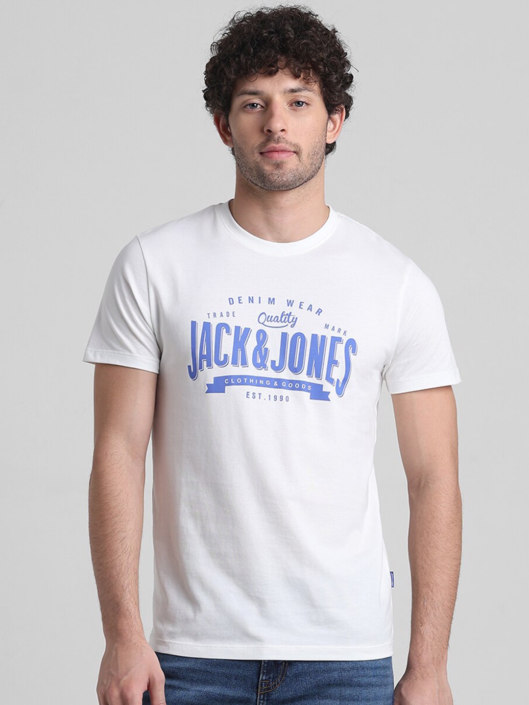 

Jack & Jones Typography Printed Slim Fit Cotton T-shirt, White